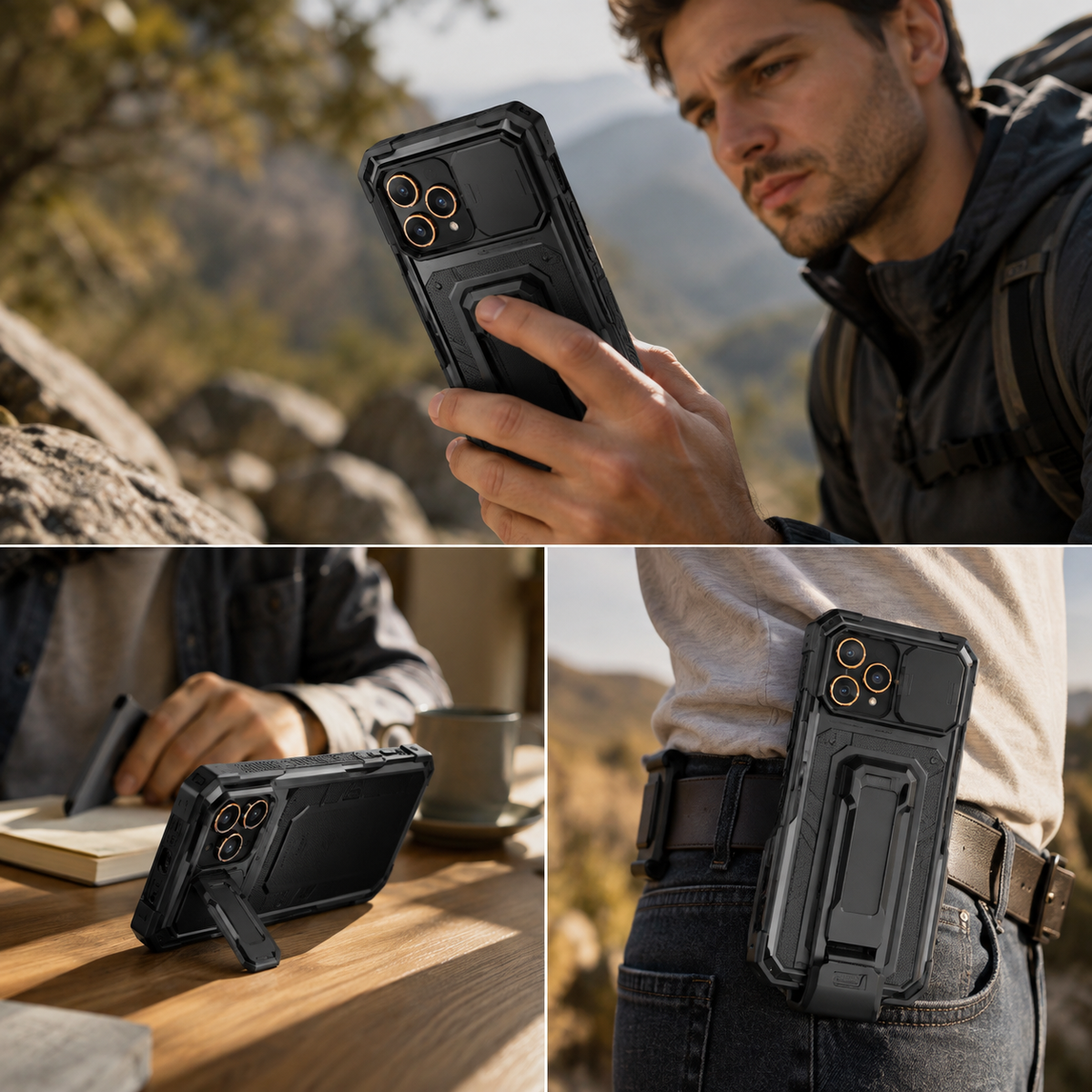 Premium iPhone Case Heavy Duty Rugged Shockproof PC TPU Full Body Protective Cover Built In Screen Protector Reinforced Bumper Tough Armor Case