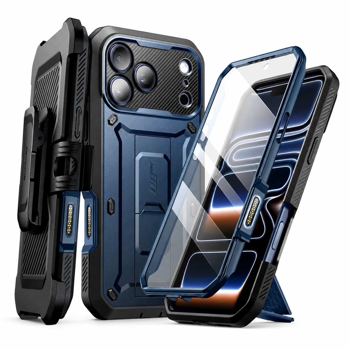 Premium iPhone Case Heavy Duty Rugged Shockproof PC TPU Full Body Protective Cover Built In Screen Protector Reinforced Bumper Tough Armor Case