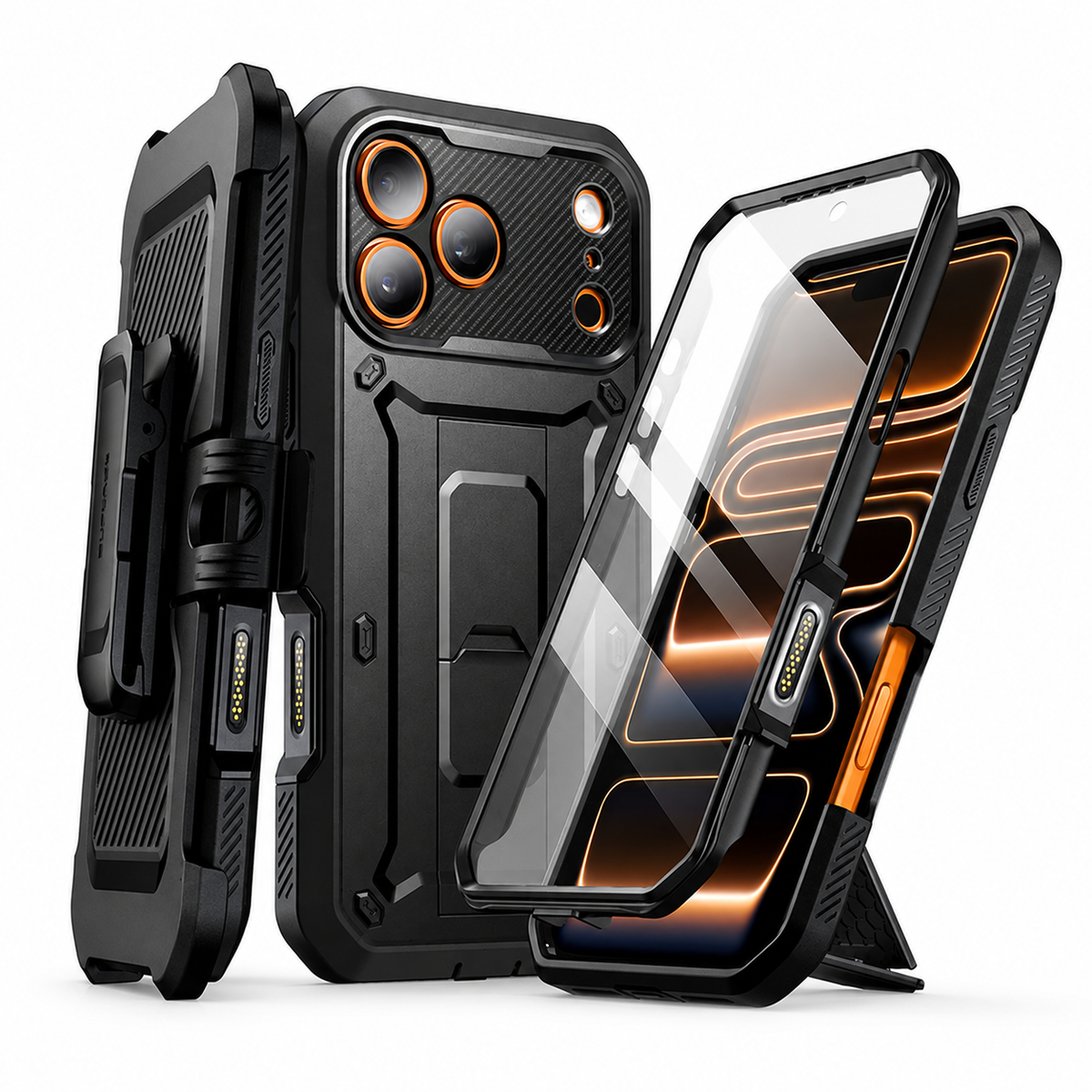 Premium iPhone Case Heavy Duty Rugged Shockproof PC TPU Full Body Protective Cover Built In Screen Protector Reinforced Bumper Tough Armor Case