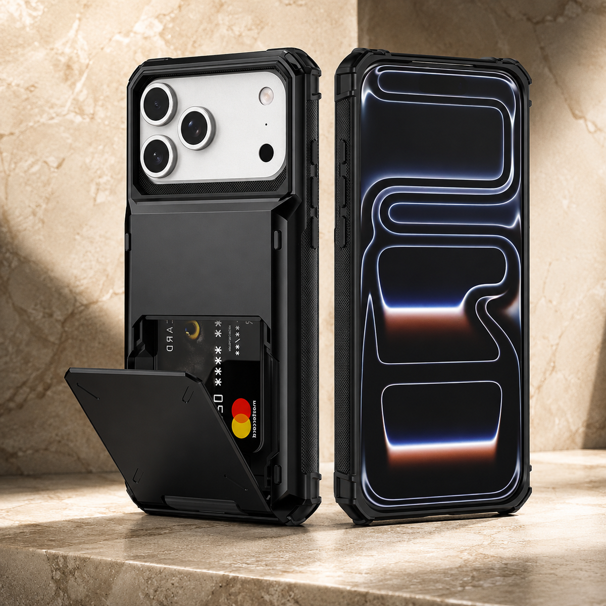 Premium iPhone Case Heavy Duty Wallet Card Holder Hidden Flip Slot Shockproof Dual Layer Hard Back Anti Scratch Anti Fingerprint Protective Armor Cover