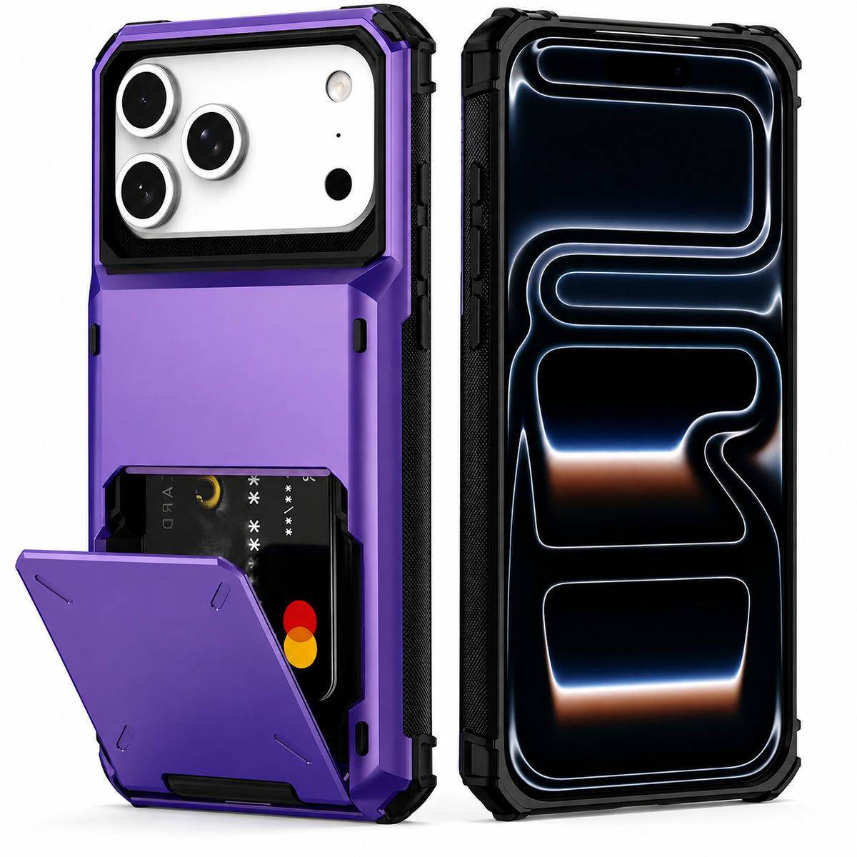 Premium iPhone Case Heavy Duty Wallet Card Holder Hidden Flip Slot Shockproof Dual Layer Hard Back Anti Scratch Anti Fingerprint Protective Armor Cover