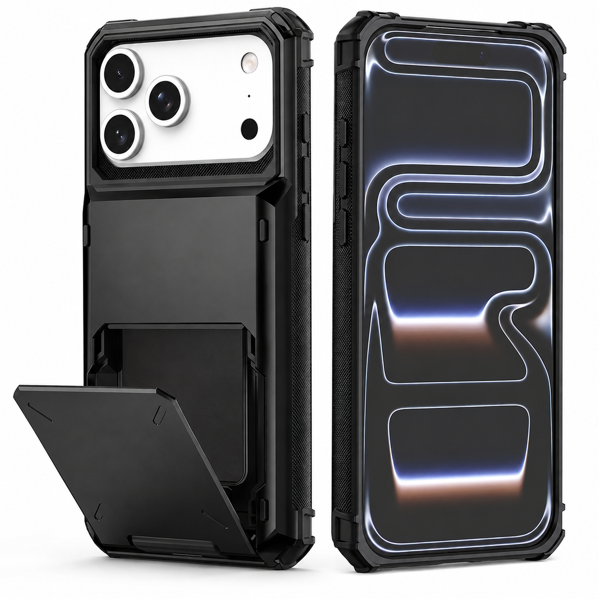 Premium iPhone Case Heavy Duty Wallet Card Holder Hidden Flip Slot Shockproof Dual Layer Hard Back Anti Scratch Anti Fingerprint Protective Armor Cover
