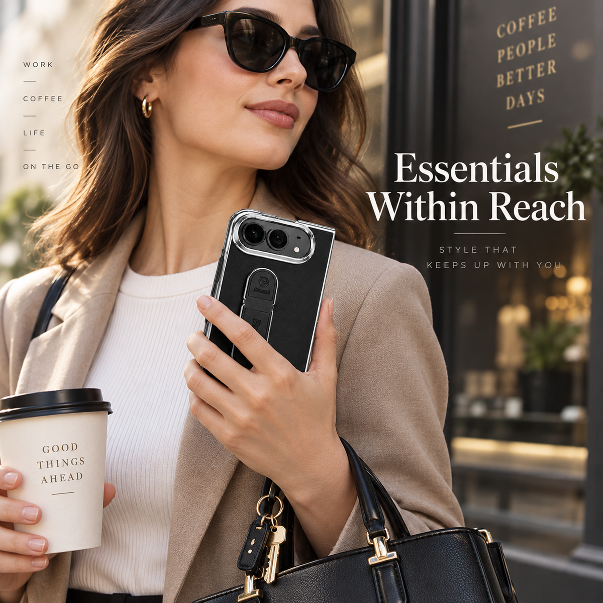 Premium iPhone Case Hidden Bar Folding Stand Foldable Cover Full Protection Shockproof Sweat Resistant Non Slip Slim Durable Protective Phone Cover Case