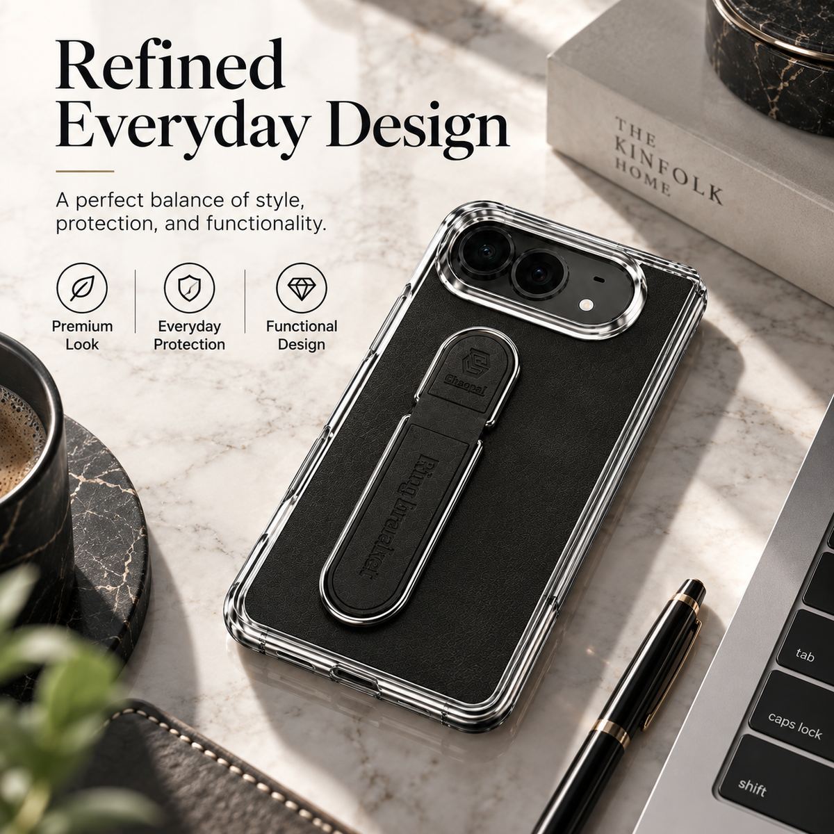 Premium iPhone Case Hidden Bar Folding Stand Foldable Cover Full Protection Shockproof Sweat Resistant Non Slip Slim Durable Protective Phone Cover Case