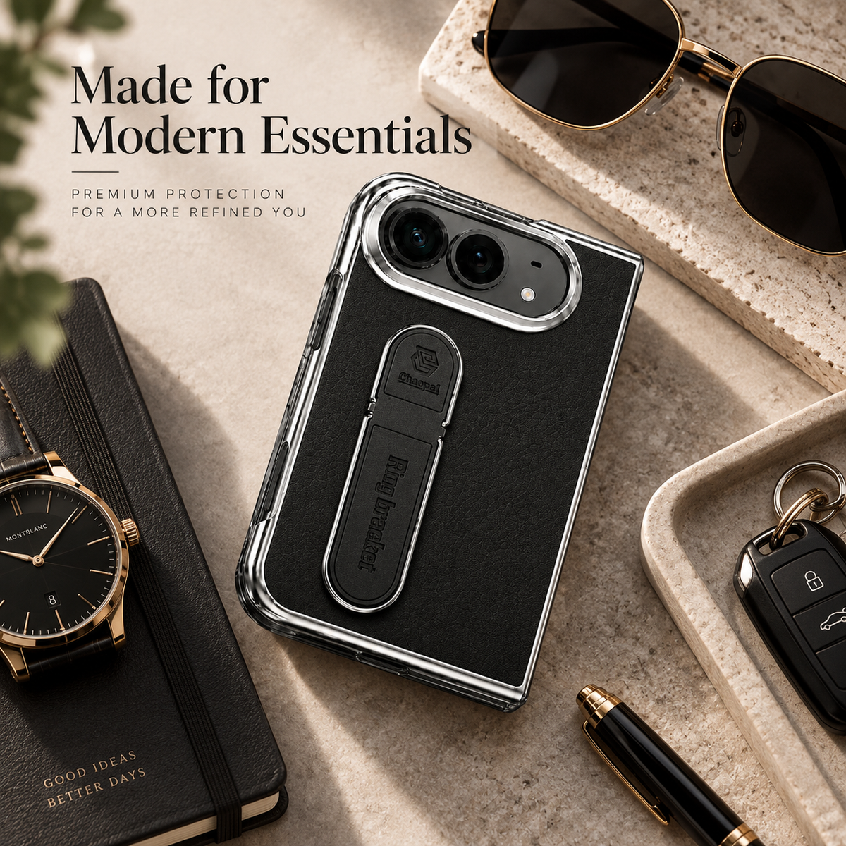 Premium iPhone Case Hidden Bar Folding Stand Foldable Cover Full Protection Shockproof Sweat Resistant Non Slip Slim Durable Protective Phone Cover Case