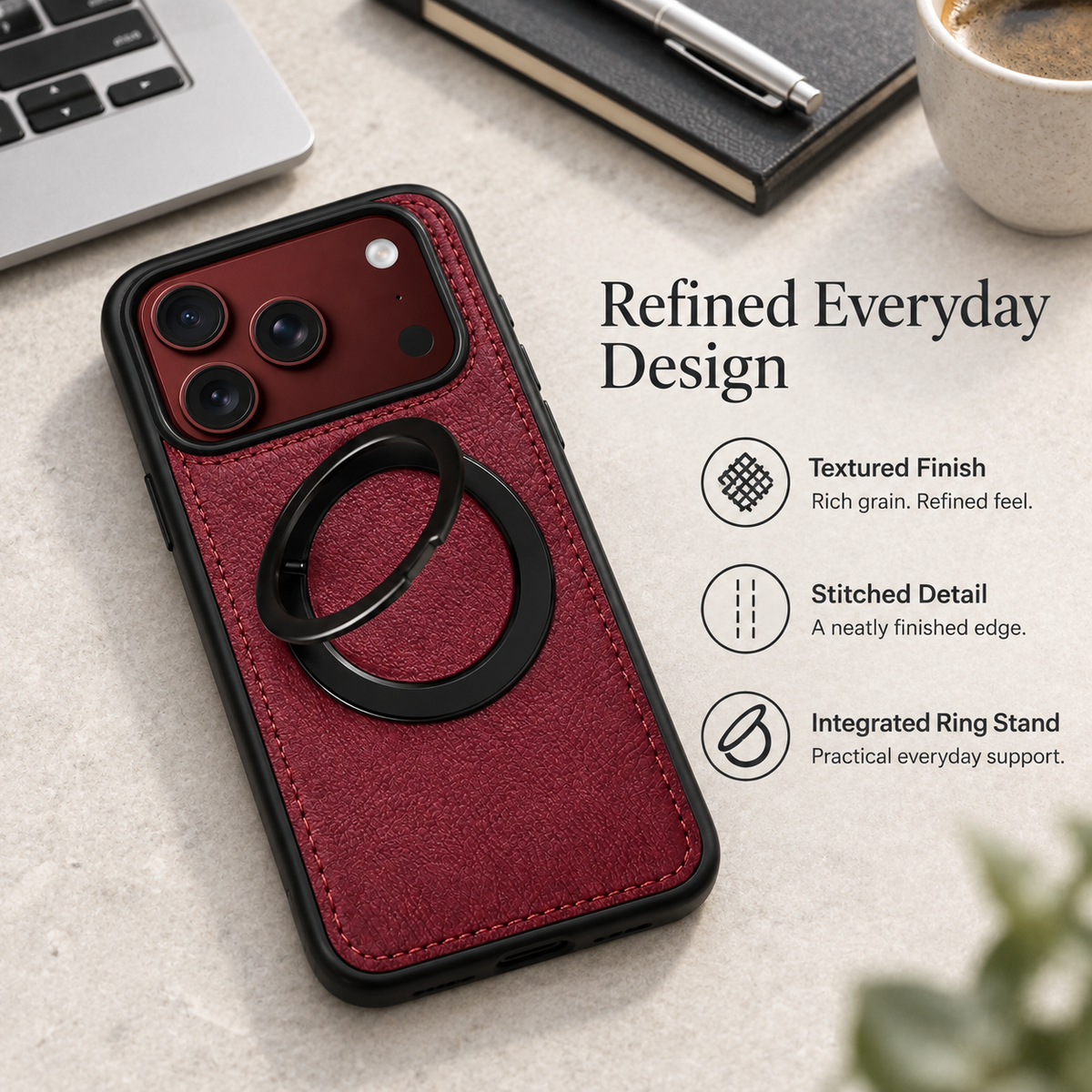 Premium iPhone Case Hinge Protection MagSafe Magnetic Wireless Charging 360 Rotating Ring Holder Shockproof Slim Durable Protective Tough Phone Cover Case