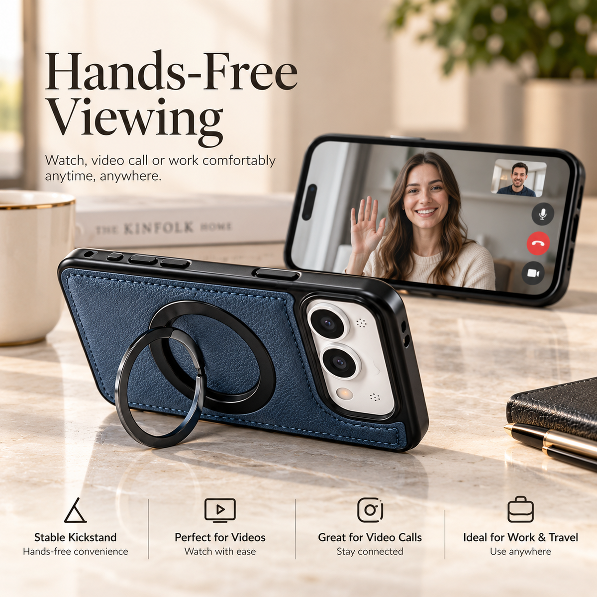 Premium iPhone Case Hinge Protection MagSafe Magnetic Wireless Charging 360 Rotating Ring Holder Shockproof Slim Durable Protective Tough Phone Cover Case