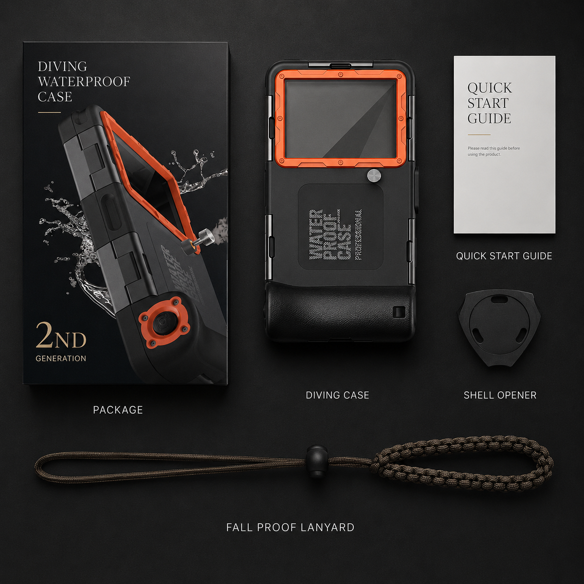 Premium iPhone Case IP68 Waterproof Diving Pouch 15m 50ft PC TPU Shockproof Anti Scratch Lanyard Underwater Photography Full Cover Protection Safe Use
