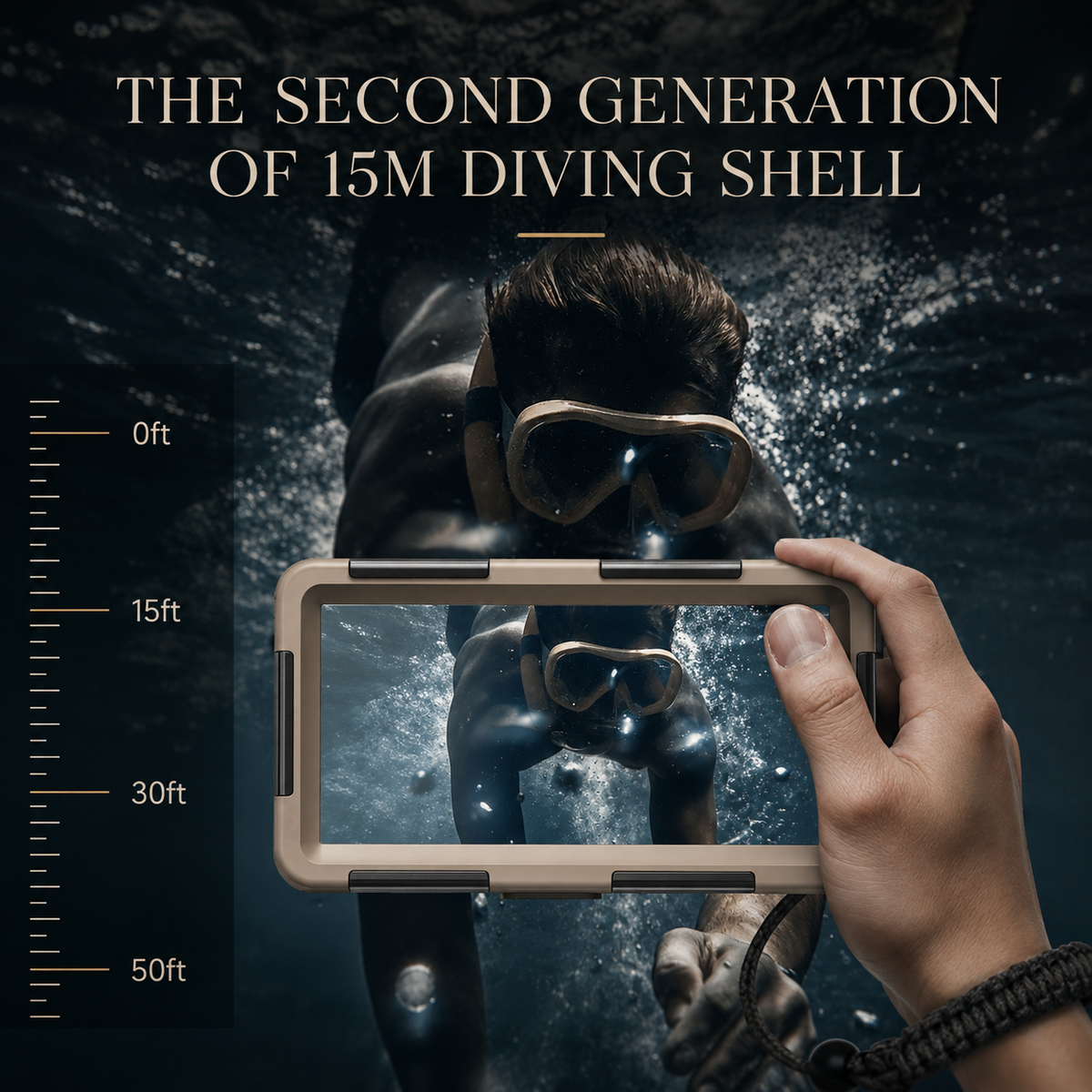 Premium iPhone Case IP68 Waterproof Diving Pouch 15m 50ft PC TPU Shockproof Anti Scratch Lanyard Underwater Photography Full Cover Protection Safe Use