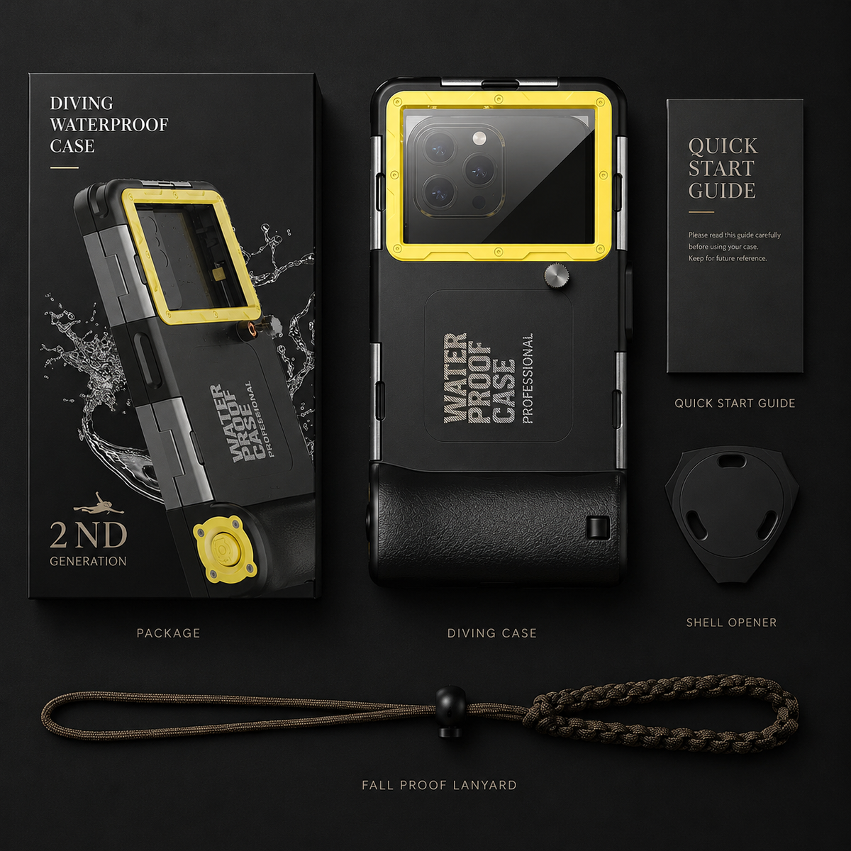 Premium iPhone Case IP68 Waterproof Diving Pouch 15m 50ft PC TPU Shockproof Anti Scratch Lanyard Underwater Photography Full Cover Protection Safe Use