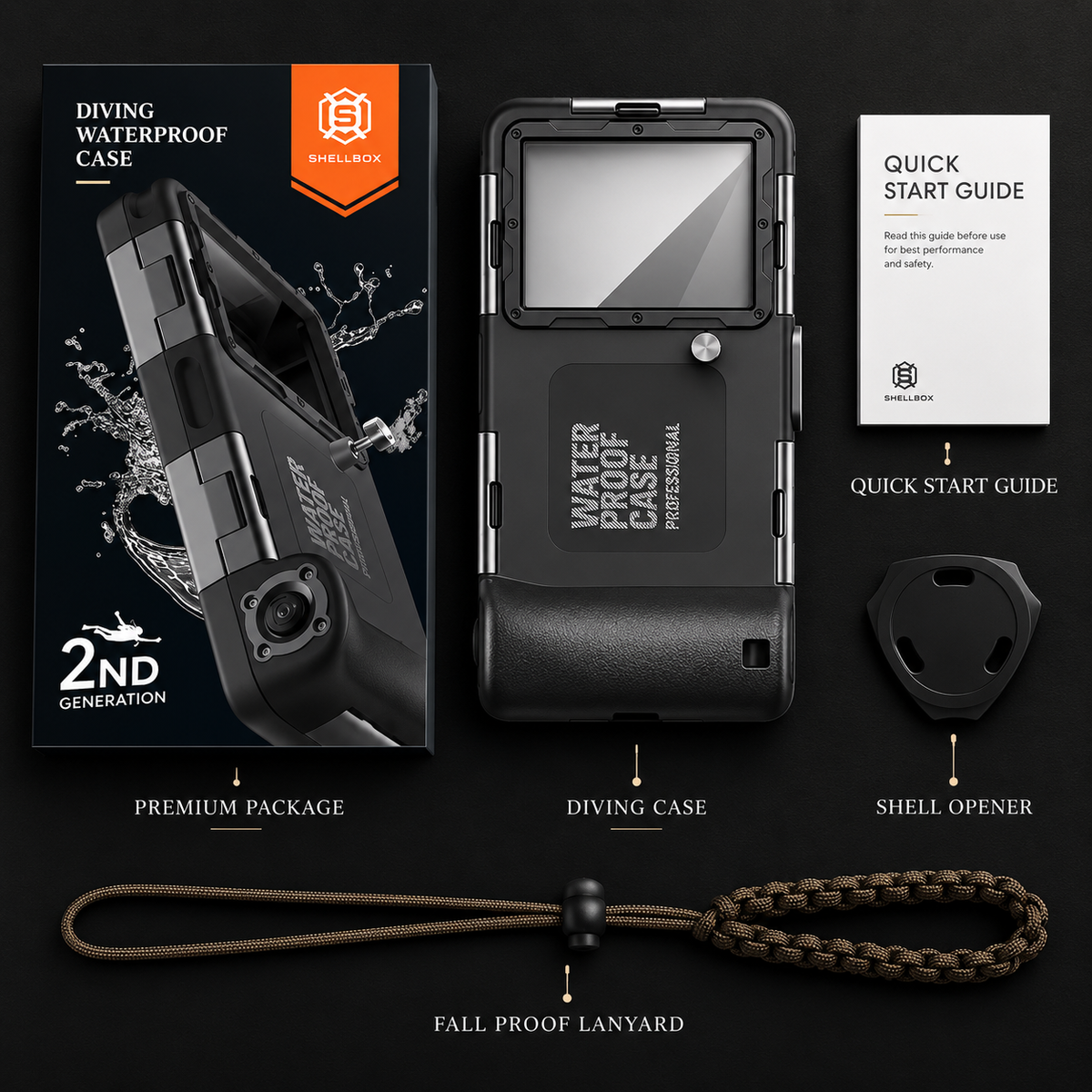 Premium iPhone Case IP68 Waterproof Diving Pouch 15m 50ft PC TPU Shockproof Anti Scratch Lanyard Underwater Photography Full Cover Protection Safe Use