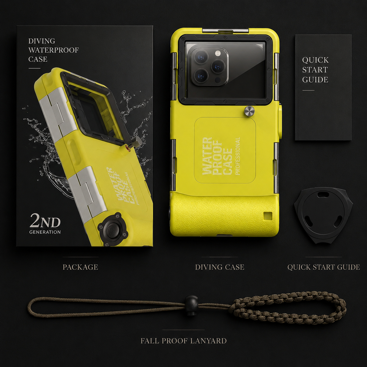 Premium iPhone Case IP68 Waterproof Diving Pouch 15m 50ft PC TPU Shockproof Anti Scratch Lanyard Underwater Photography Full Cover Protection Safe Use