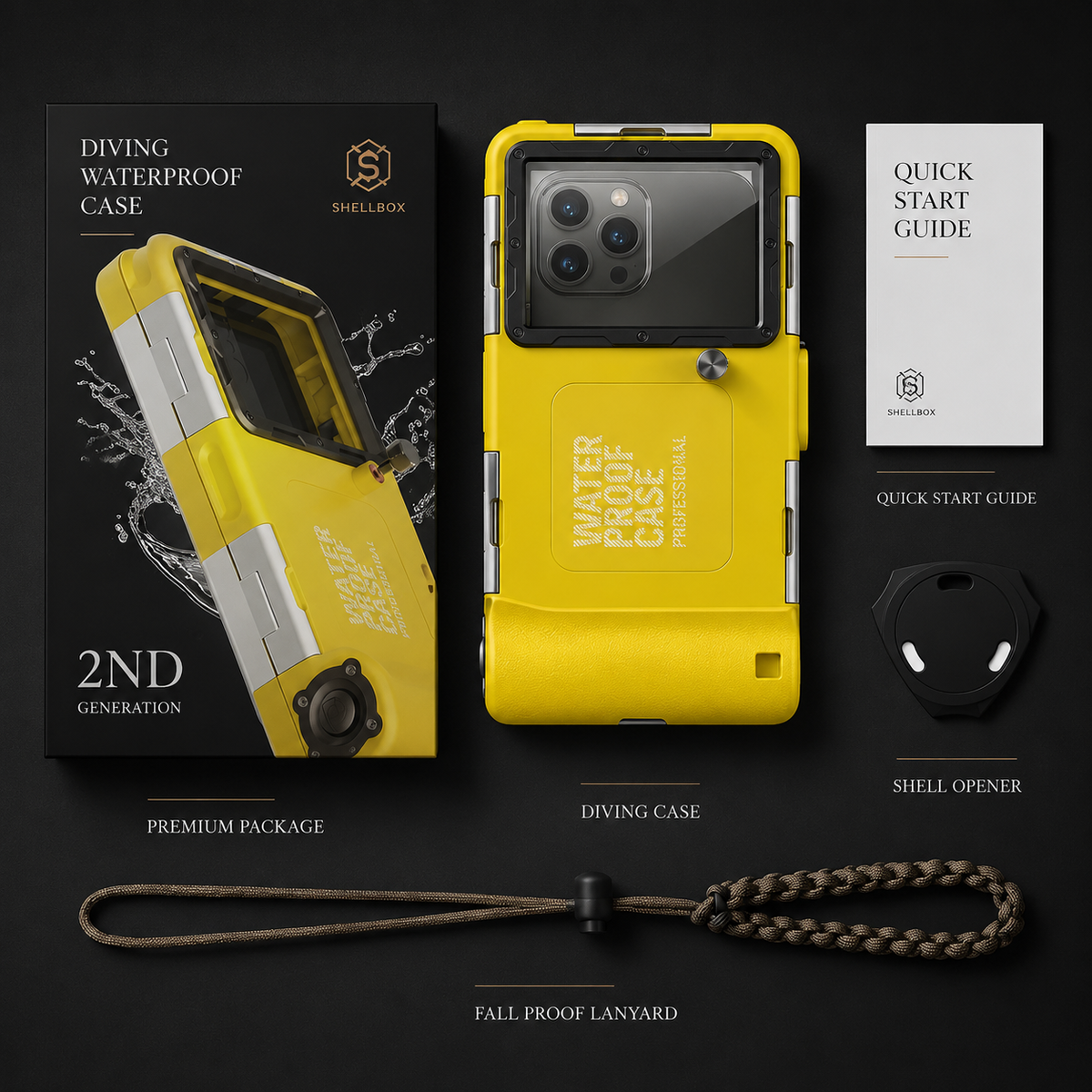 Premium iPhone Case IP68 Waterproof Full Body Shockproof Cover Anti-Scratch Sealed 15m Underwater Protection Secure Lanyard PC TPU Durable Gear Design