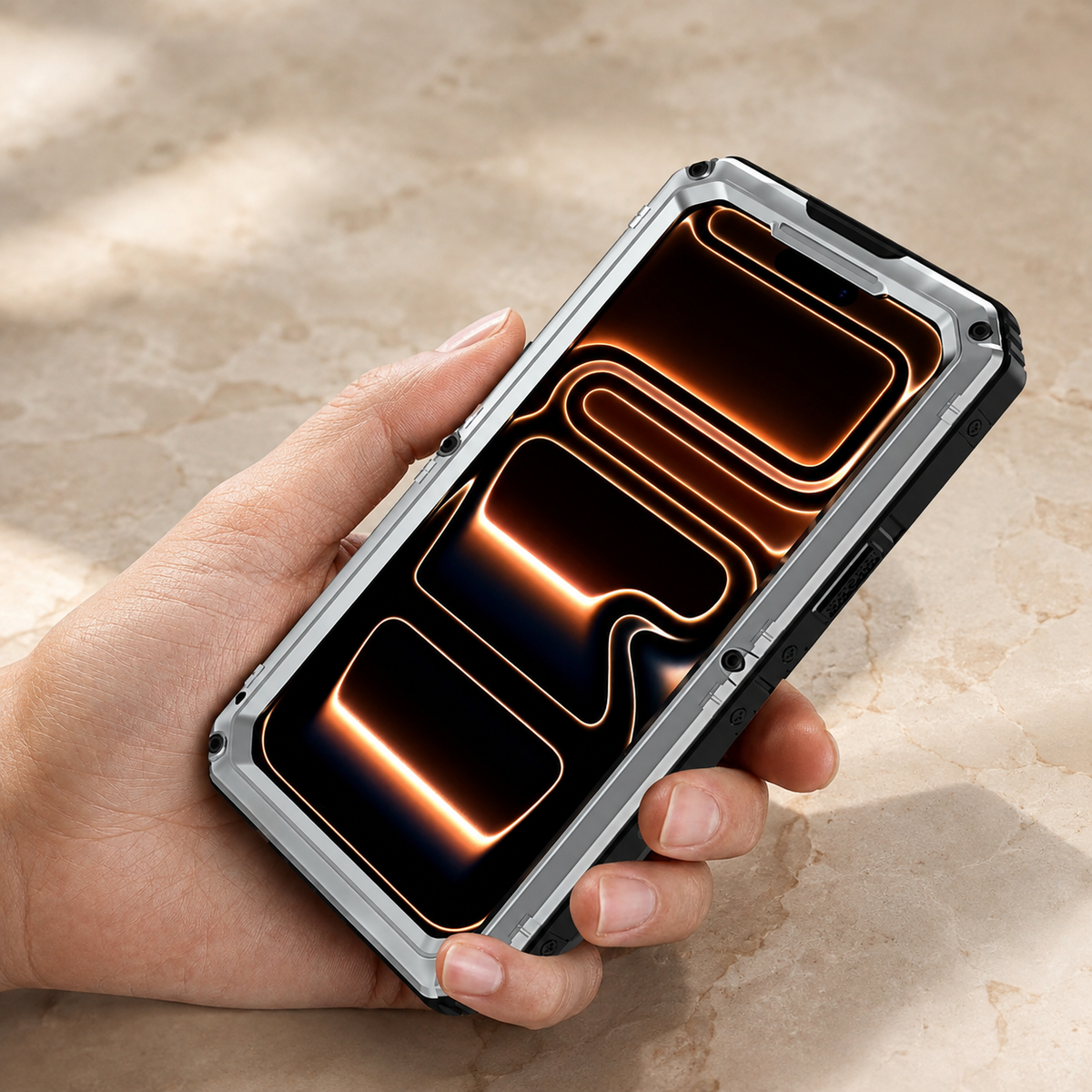 Premium iPhone Case IP68 Waterproof Heavy Duty Aluminum Silicone Shockproof Full Coverage Protective Cover Dual Layer Anti Scratch Tough Lanyard Case