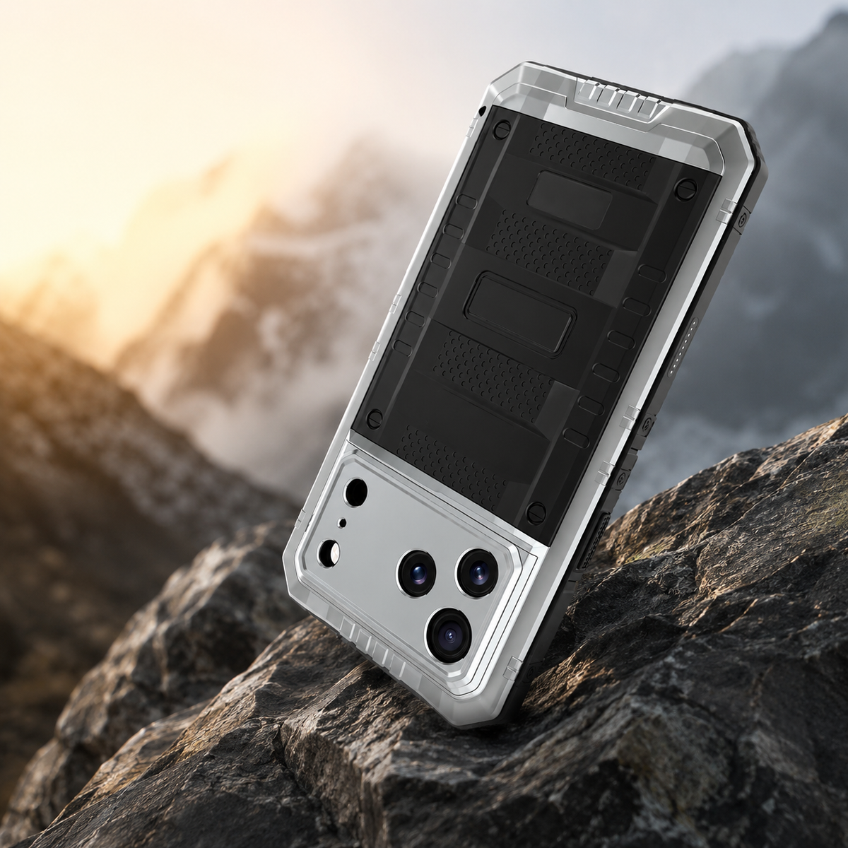 Premium iPhone Case IP68 Waterproof Heavy Duty Aluminum Silicone Shockproof Full Coverage Protective Cover Dual Layer Anti Scratch Tough Lanyard Case