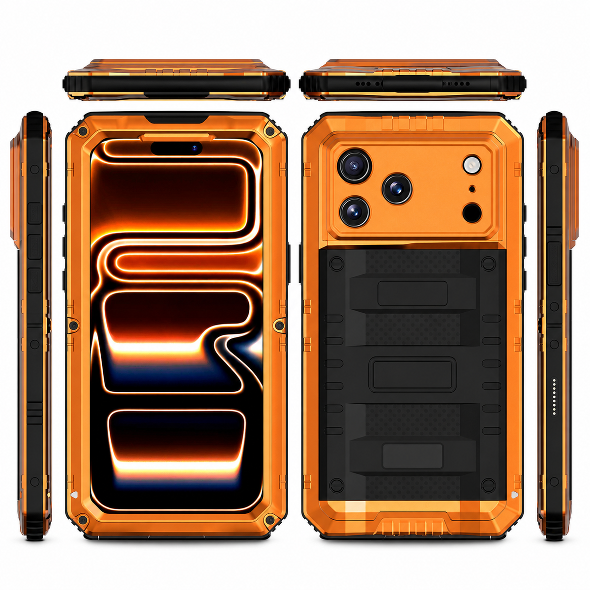 Premium iPhone Case IP68 Waterproof Heavy Duty Aluminum Silicone Shockproof Full Coverage Protective Cover Dual Layer Anti Scratch Tough Lanyard Case