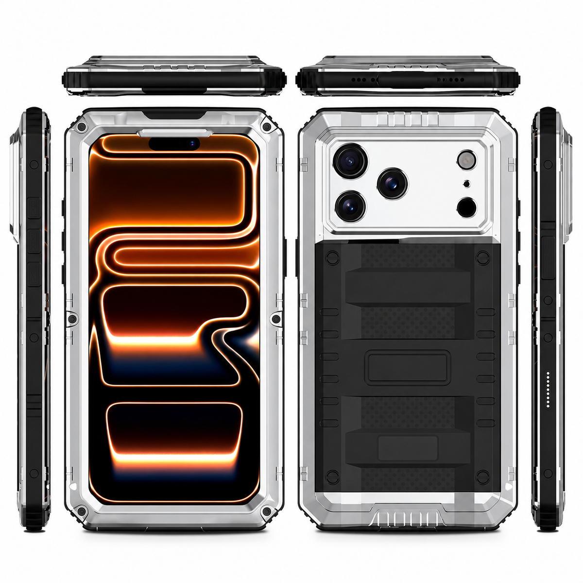 Premium iPhone Case IP68 Waterproof Heavy Duty Aluminum Silicone Shockproof Full Coverage Protective Cover Dual Layer Anti Scratch Tough Lanyard Case