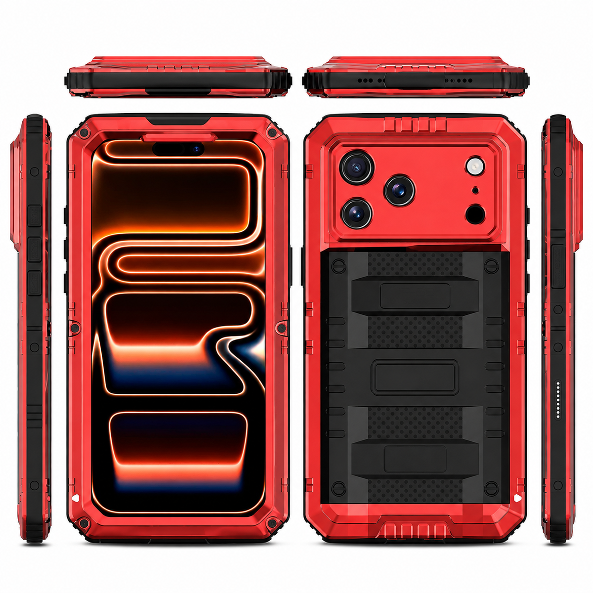 Premium iPhone Case IP68 Waterproof Heavy Duty Aluminum Silicone Shockproof Full Coverage Protective Cover Dual Layer Anti Scratch Tough Lanyard Case