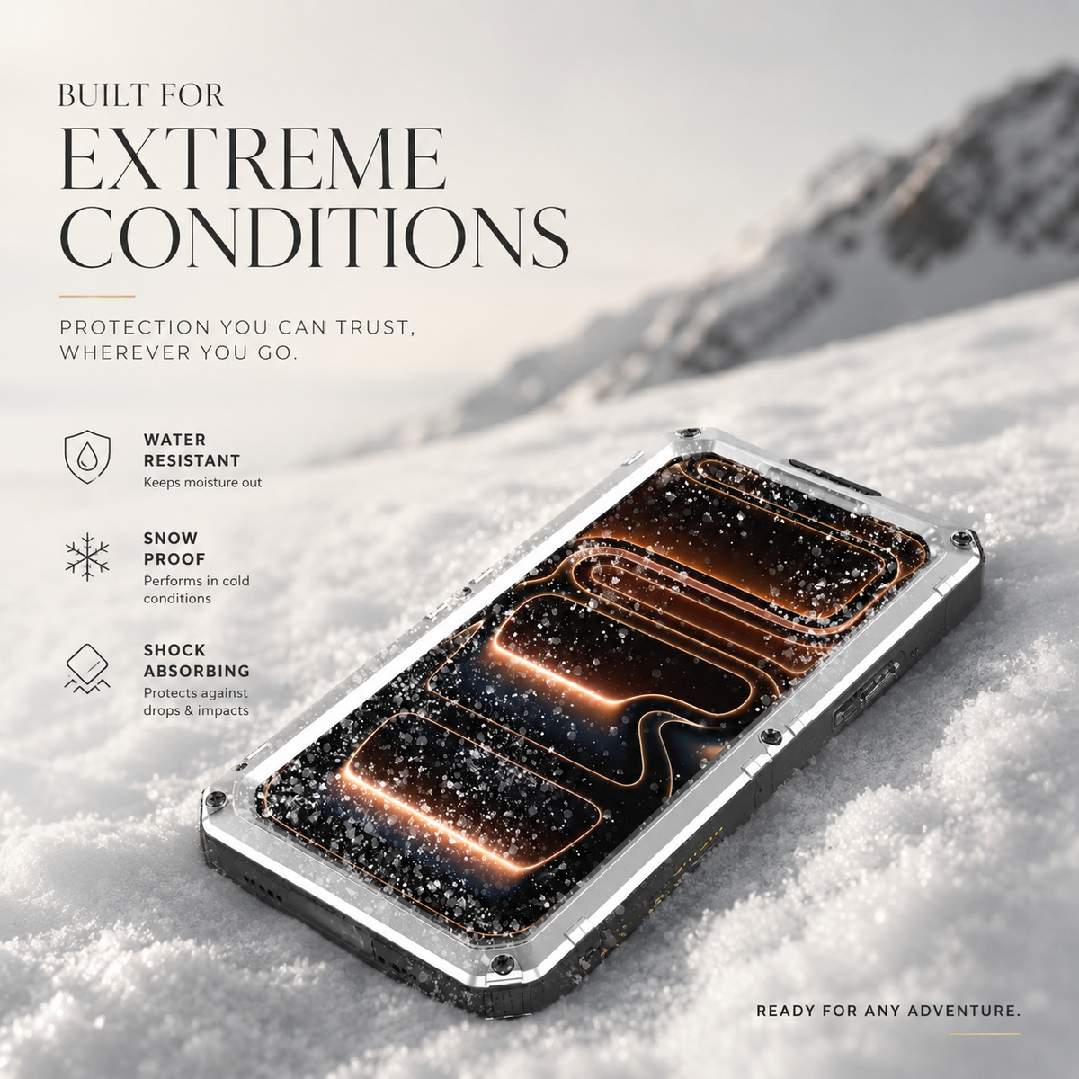 Premium iPhone Case IP68 Waterproof Heavy Duty Aluminum Silicone Shockproof Full Coverage Protective Cover Dual Layer Anti Scratch Tough Lanyard Case