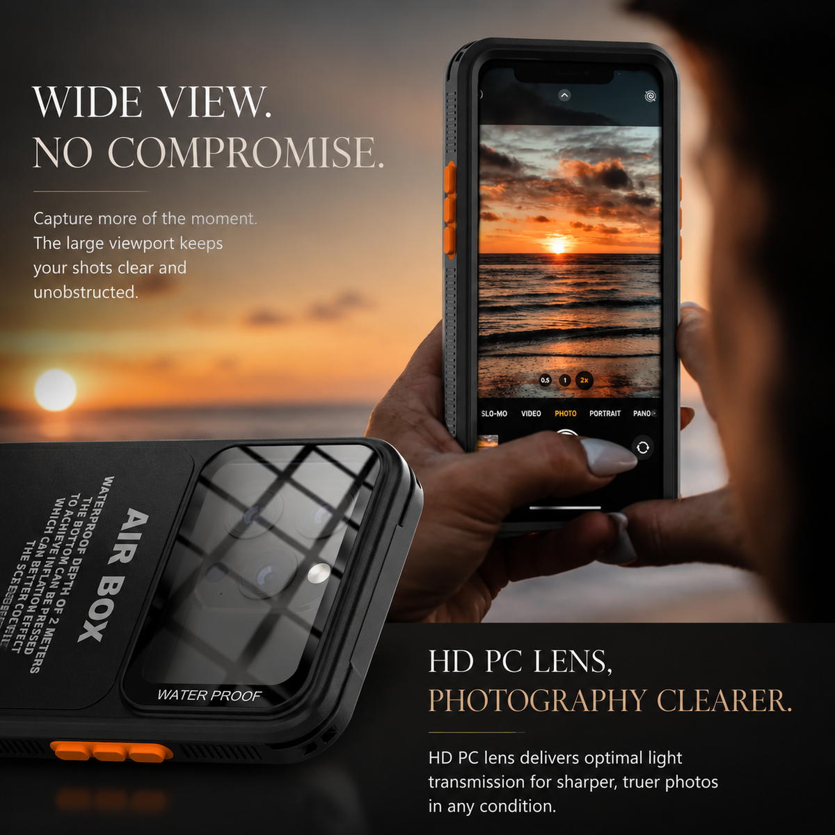 Premium iPhone Case IP68 Waterproof Shockproof Full Body Sealed Cover Dustproof Outdoor Underwater Protective Case Anti-Slip Rugged Design