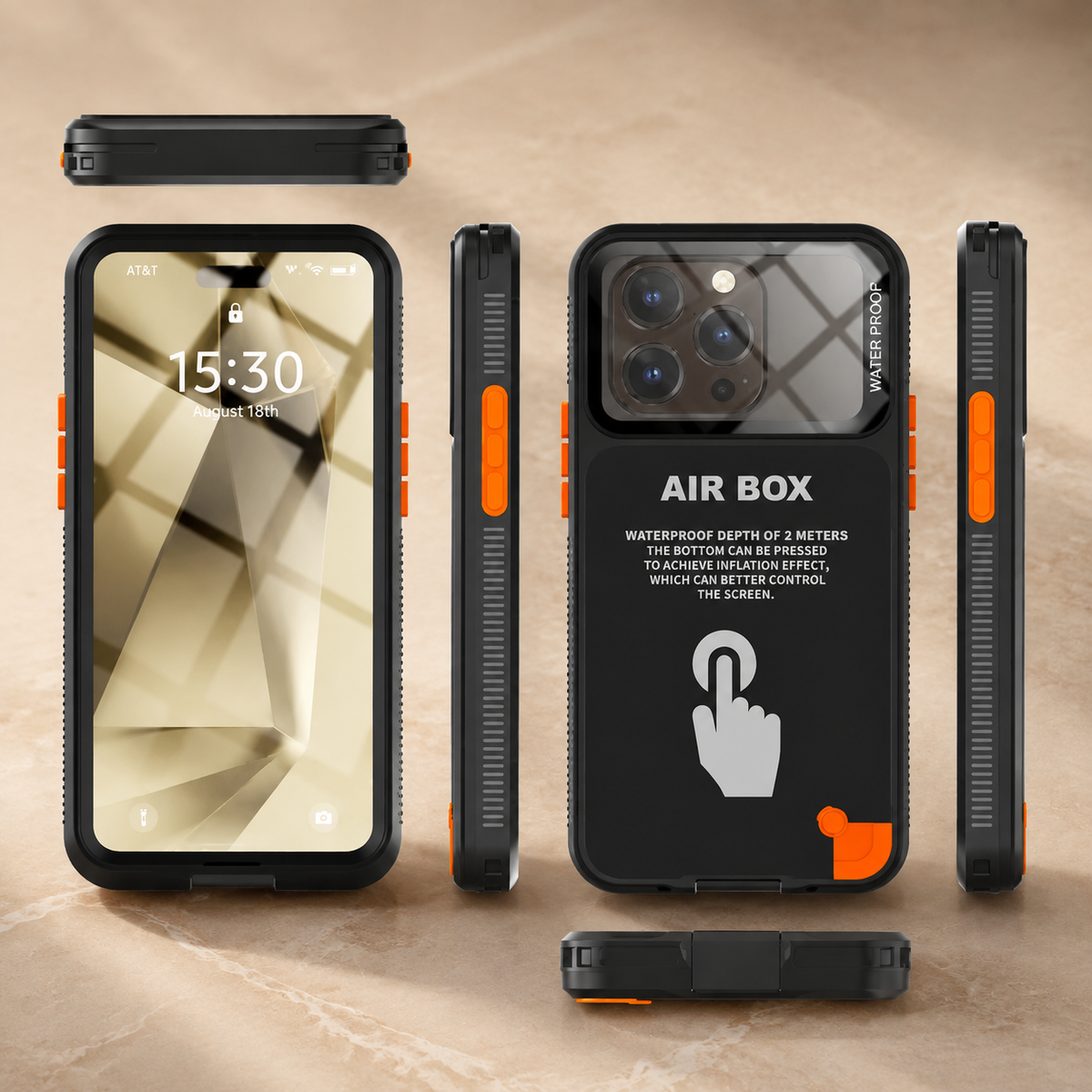 Premium iPhone Case IP68 Waterproof Shockproof Full Body Sealed Cover Dustproof Outdoor Underwater Protective Case Anti-Slip Rugged Design