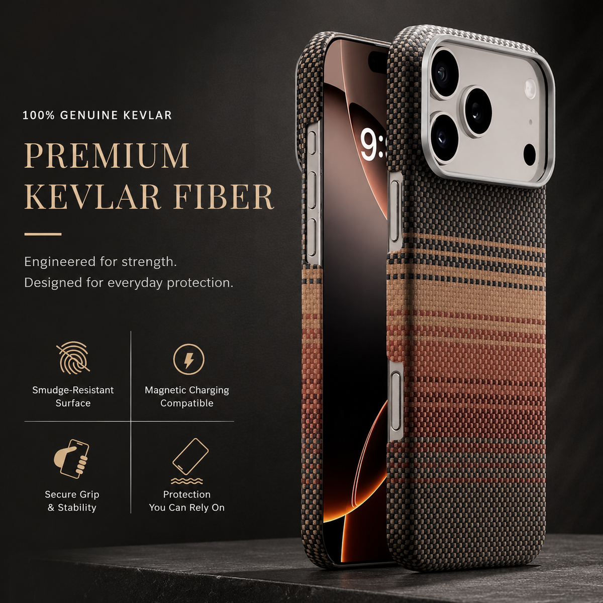 Premium iPhone Case Kevlar Aramid Carbon Fiber MagSafe Compatible Ultra Thin Shockproof Anti Scratch Matte Full Coverage Raised Lens Screen Guards Slim