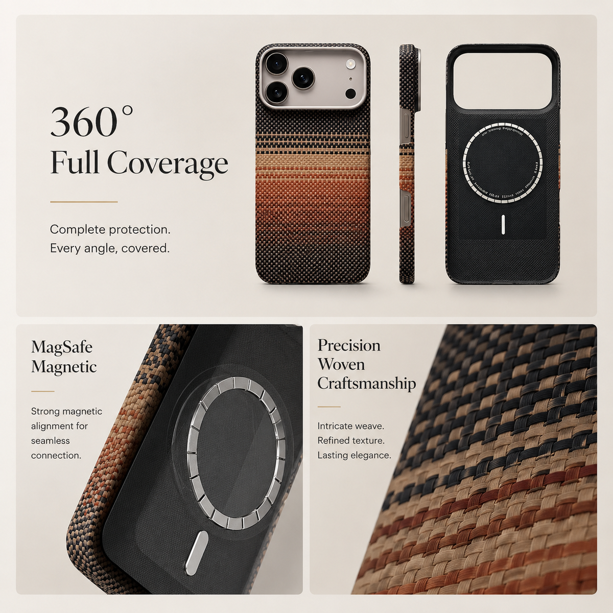 Premium iPhone Case Kevlar Aramid Carbon Fiber MagSafe Compatible Ultra Thin Shockproof Anti Scratch Matte Full Coverage Raised Lens Screen Guards Slim