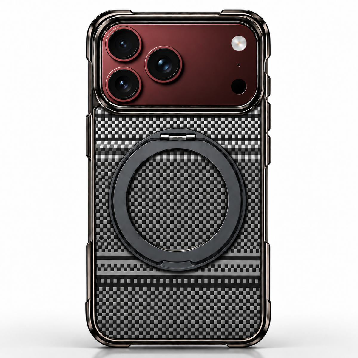 Premium iPhone Case Kevlar Magnetic Holder 360 Rotating Stand Foldable Cover MagSafe Business Shockproof Slim Durable Protective Phone Cover Shell Case