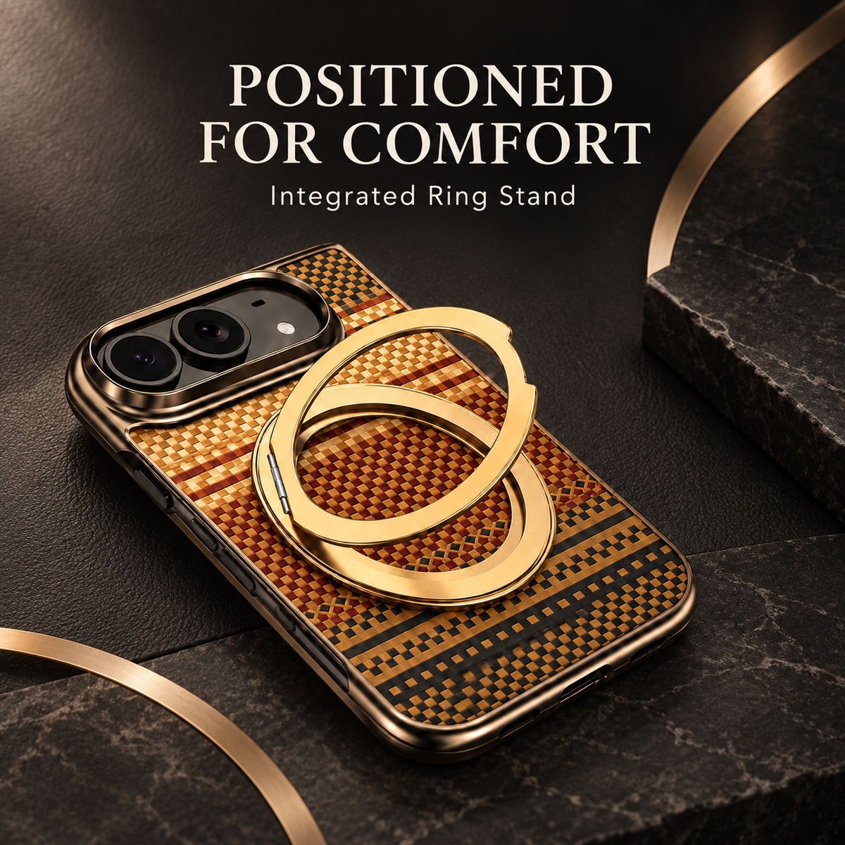 Premium iPhone Case Kevlar Magnetic Holder 360 Rotating Stand MagSafe Foldable Stand Cover Business Shockproof Slim Non Slip Durable Protective Phone Shell Case