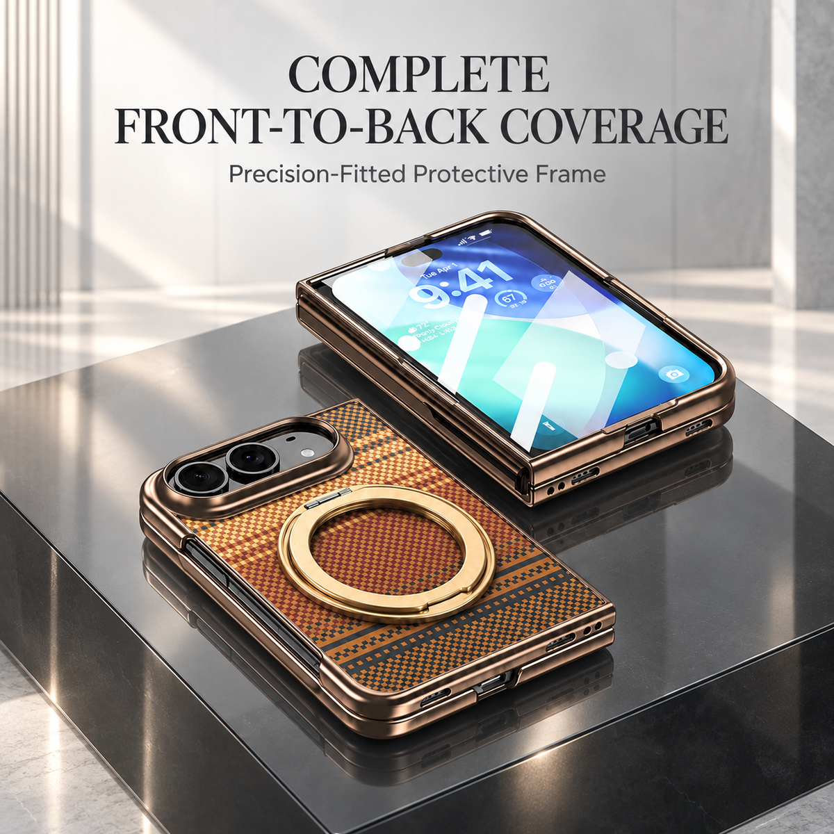 Premium iPhone Case Kevlar Magnetic Holder 360 Rotating Stand MagSafe Foldable Stand Cover Business Shockproof Slim Non Slip Durable Protective Phone Shell Case