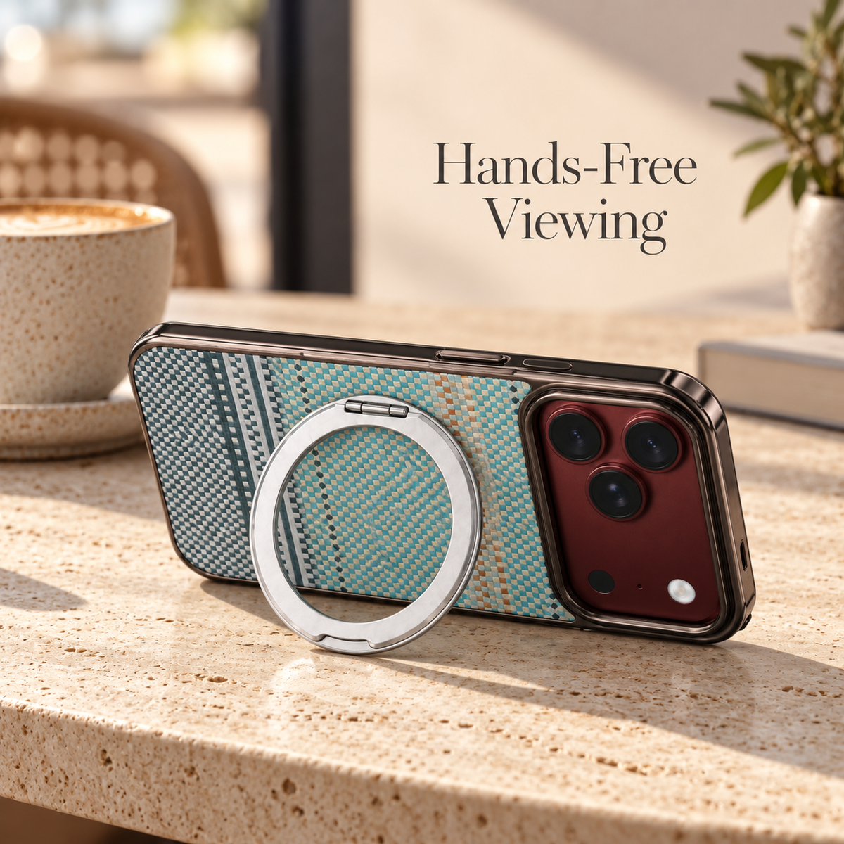 Premium iPhone Case Kevlar Magnetic Holder 360 Rotating Stand MagSafe Foldable Stand Cover Business Shockproof Slim Non Slip Durable Protective Phone Shell Case