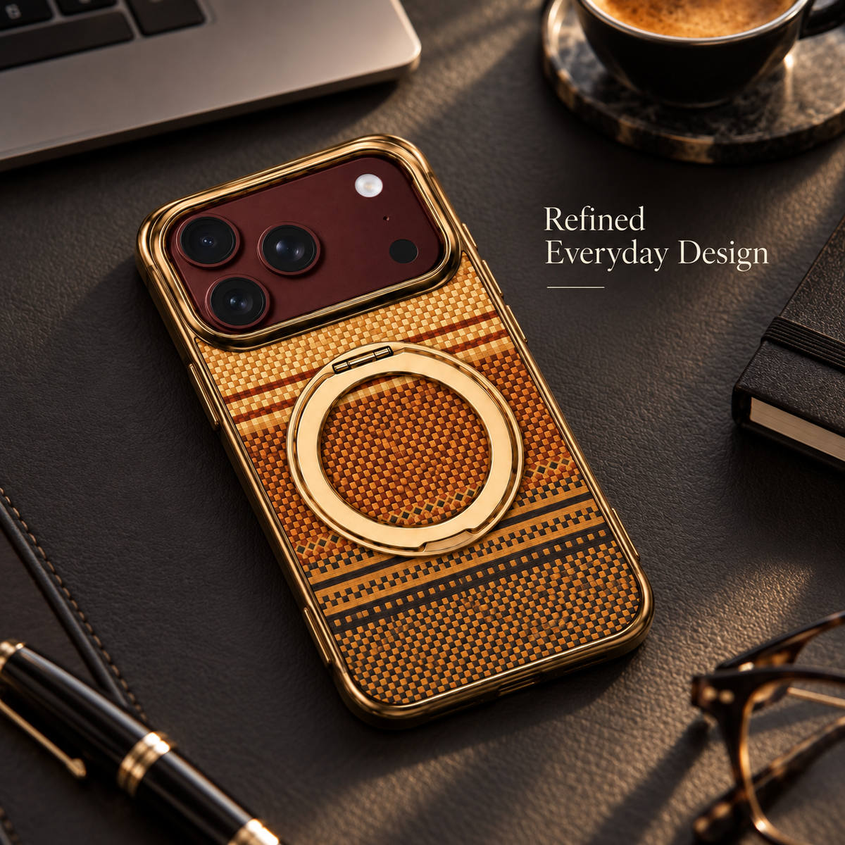 Premium iPhone Case Kevlar Magnetic Holder 360 Rotating Stand MagSafe Foldable Stand Cover Business Shockproof Slim Non Slip Durable Protective Phone Shell Case