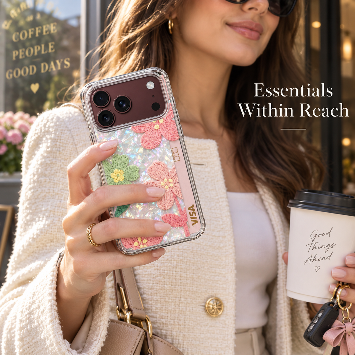 Premium iPhone Case Korean INS Butterfly Flower Heart Pattern Laser Acrylic Hard Shell Shockproof Folding Slim Anti Scratch Stylish Protective Phone Cover