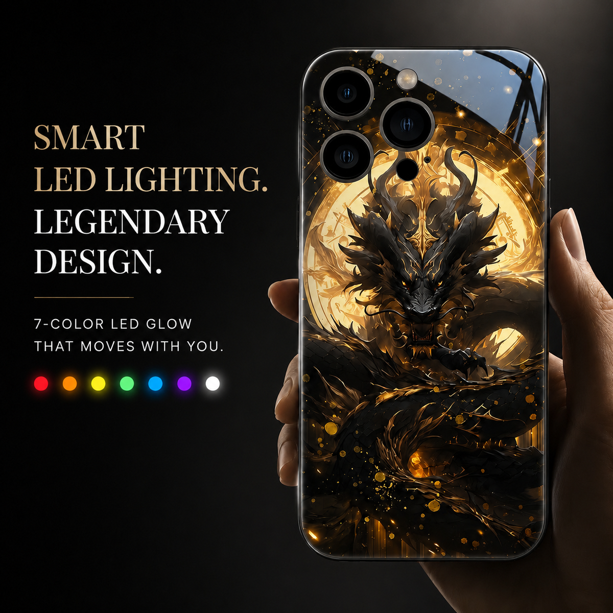Premium iPhone Case LED Luminous Sound Reactive Tempered Glass Camera Protection Shockproof Protective Cover Slim Full Coverage Decorative Design Look