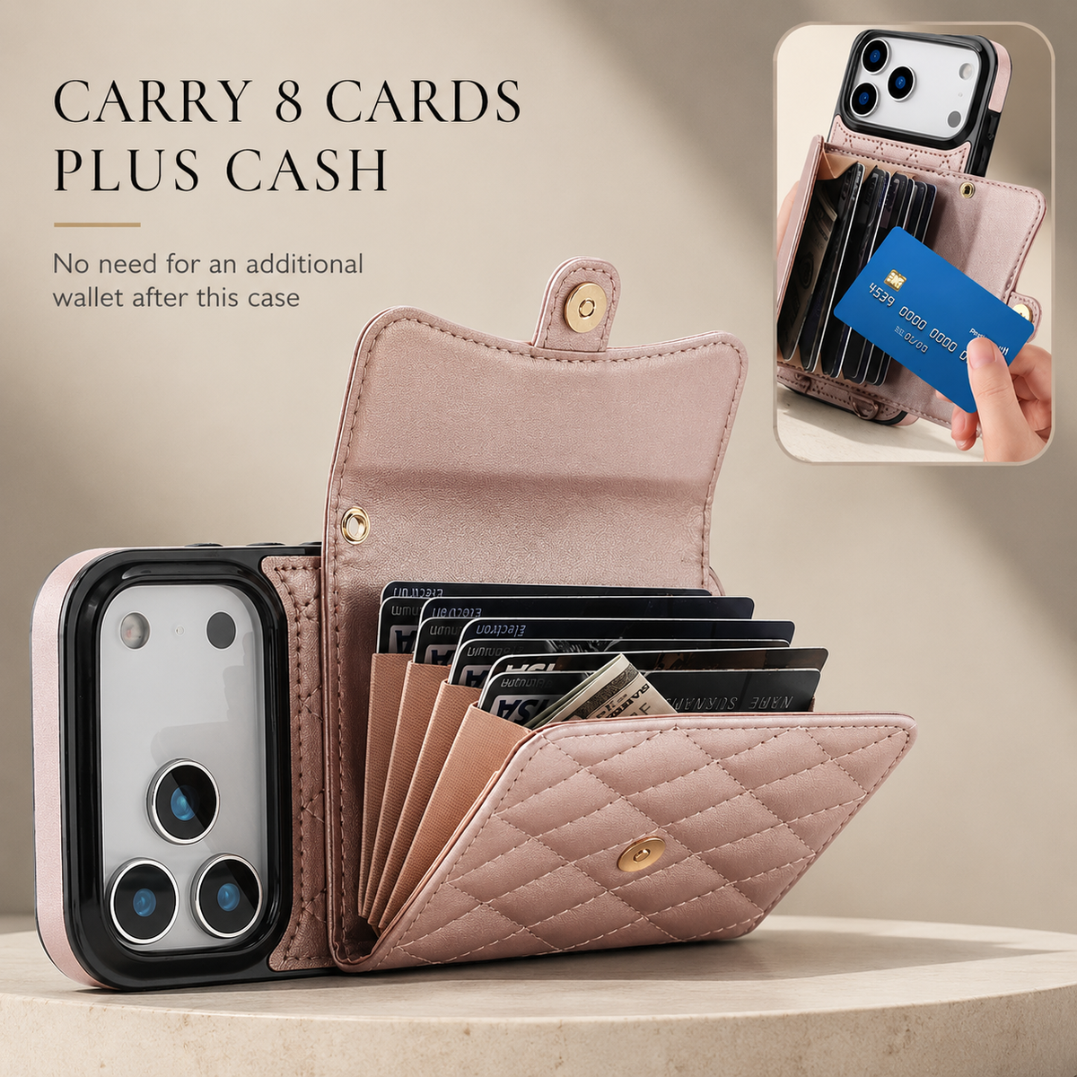 Premium iPhone Case Leather Crossbody Wallet Card Holder Coin Pocket Wrist Shoulder Strap Shockproof Non Slip Full Coverage Portable Protective Design
