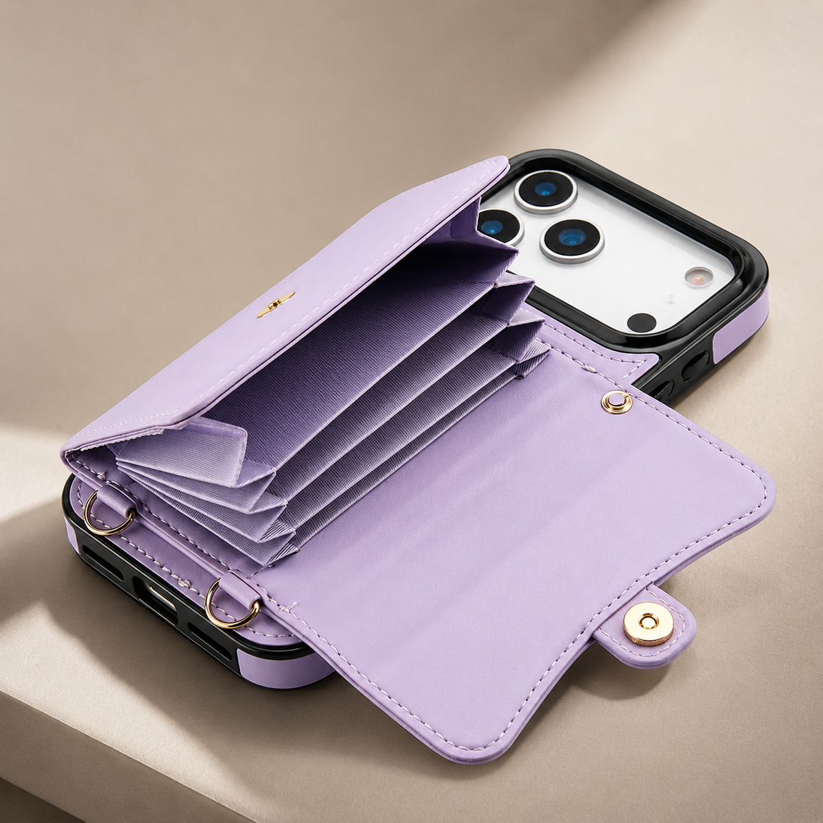 Premium iPhone Case Leather Crossbody Wallet Card Holder Coin Pocket Wrist Shoulder Strap Shockproof Non Slip Full Coverage Portable Protective Design