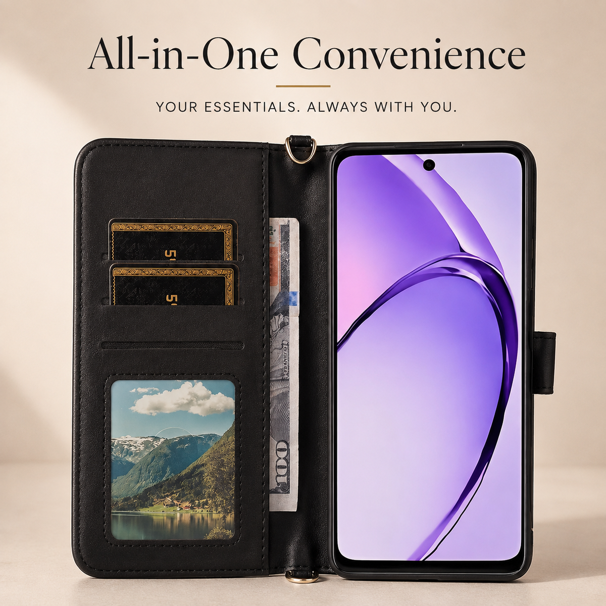 Premium iPhone Case Leather Flip Wallet Card Holder Shockproof Durable Cover Magnetic Closure Full Body Protection Slim Stand Design Scratch Resistant