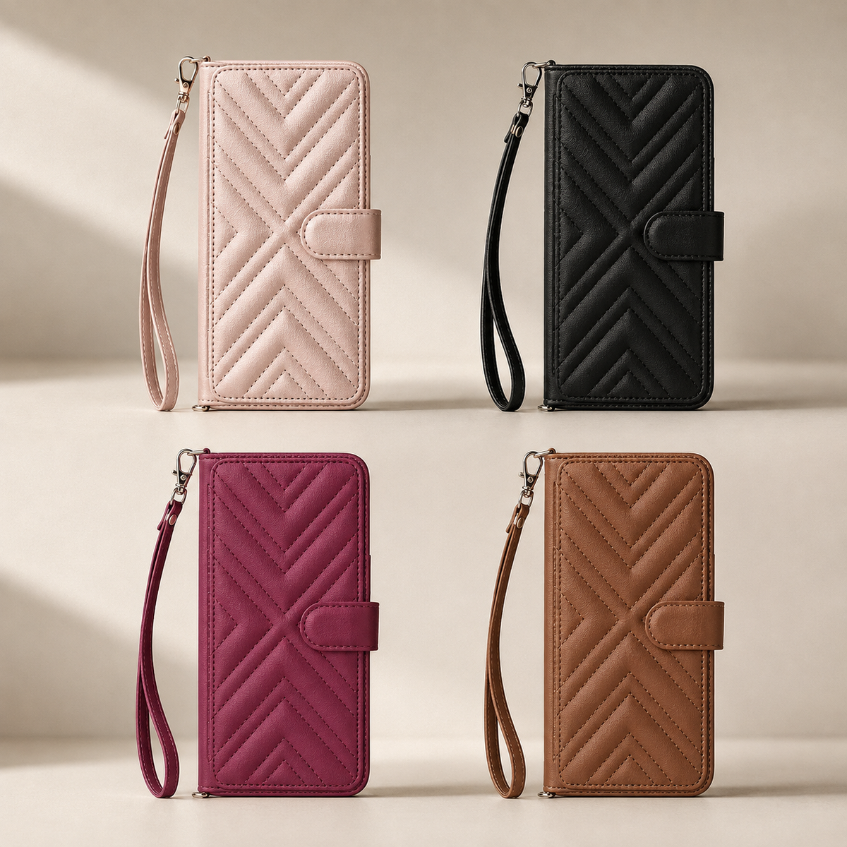 Premium iPhone Case Leather Flip Wallet Card Holder Shockproof Durable Cover Magnetic Closure Full Body Protection Slim Stand Design Scratch Resistant