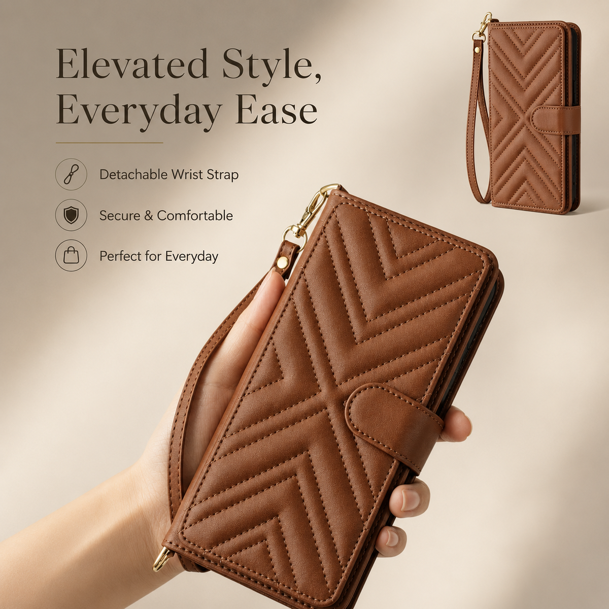 Premium iPhone Case Leather Flip Wallet Card Holder Shockproof Durable Cover Magnetic Closure Full Body Protection Slim Stand Design Scratch Resistant