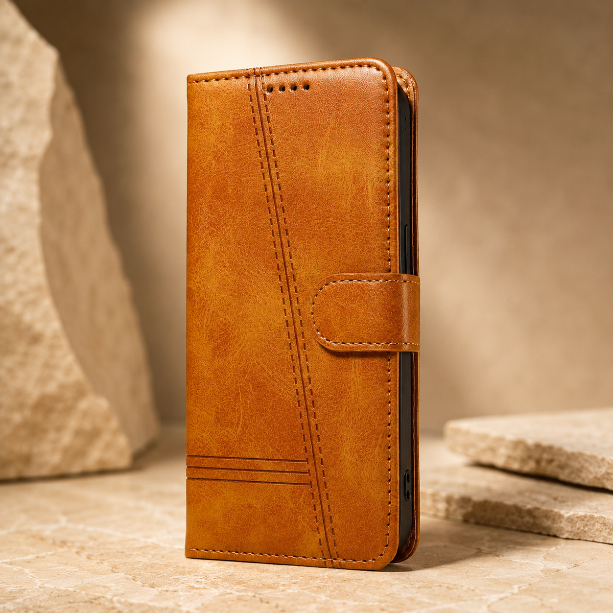 Premium iPhone Case Leather Flip Wallet Magnetic Card Holder Stand Anti Scratch Non Slip Protective Book Cover Storage Compartment Slim Folio Case