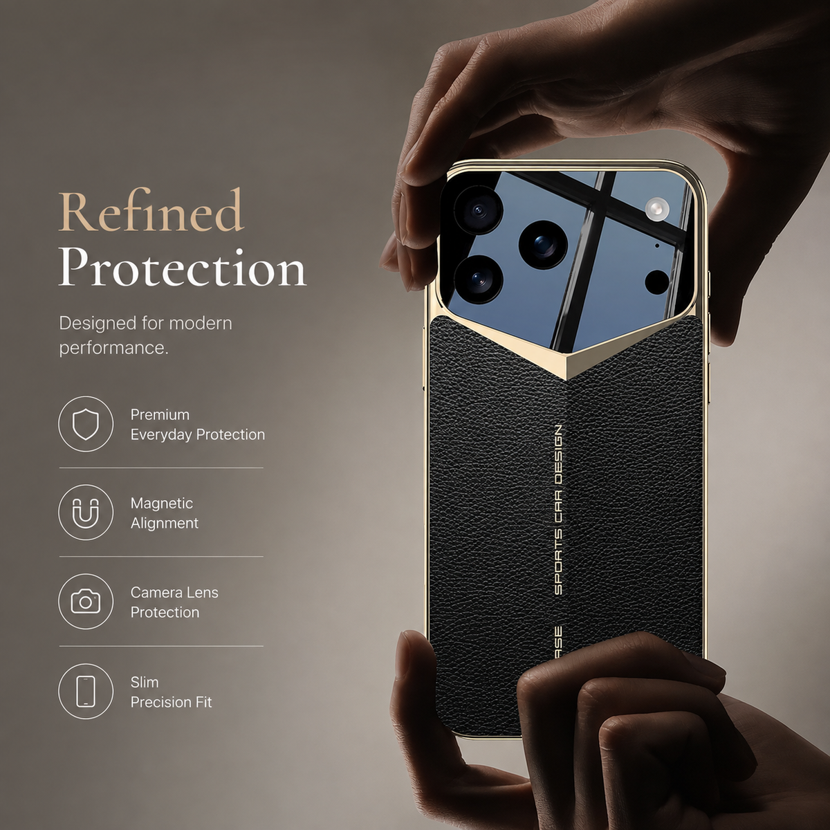 Premium iPhone Case Leather Hard Shell Camera Lens Protection Shockproof Anti Scratch Anti Fingerprint Non Slip Electroplated Slim Dustproof Protective Cover