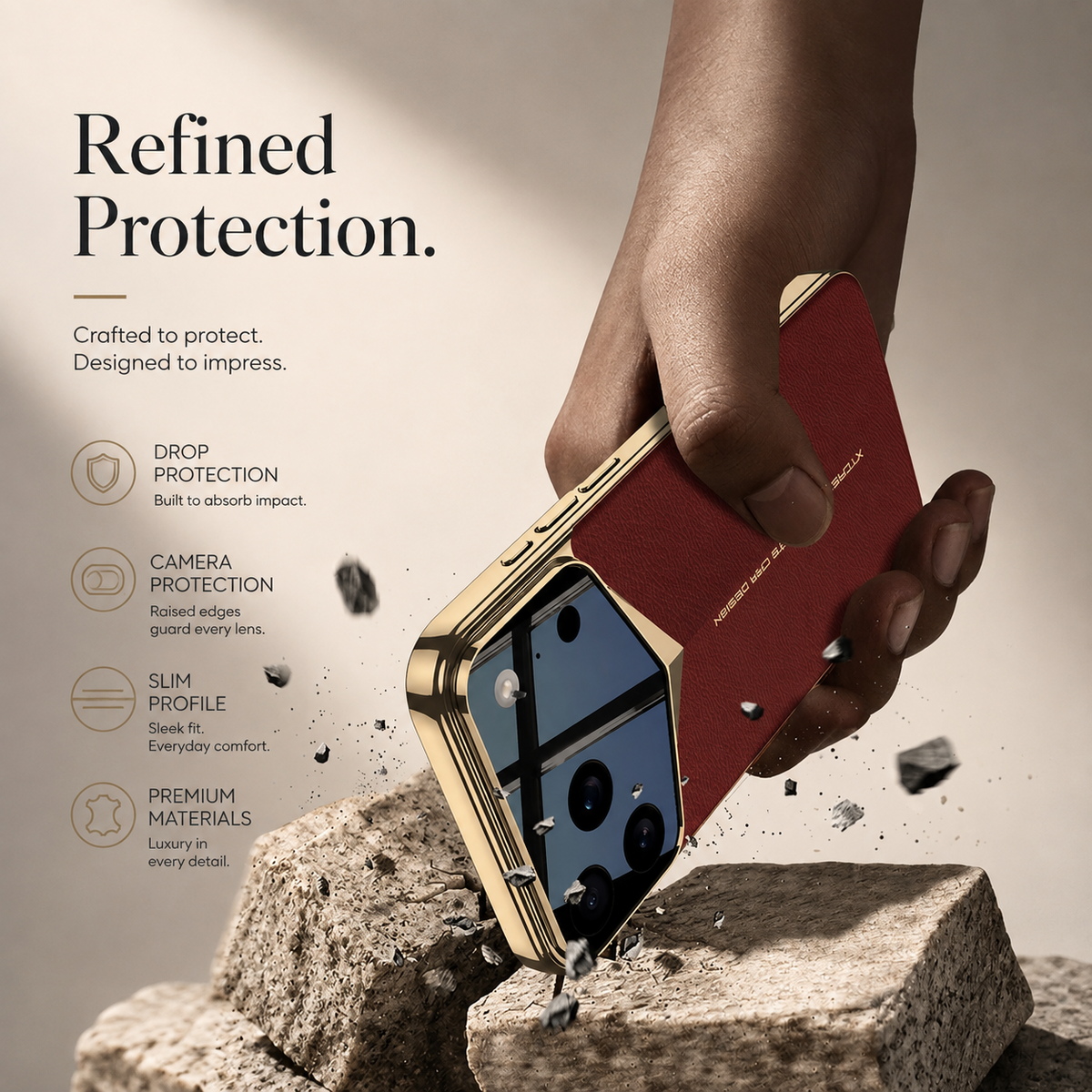 Premium iPhone Case Leather Hard Shell Camera Lens Protection Shockproof Anti Scratch Anti Fingerprint Non Slip Electroplated Slim Dustproof Protective Cover