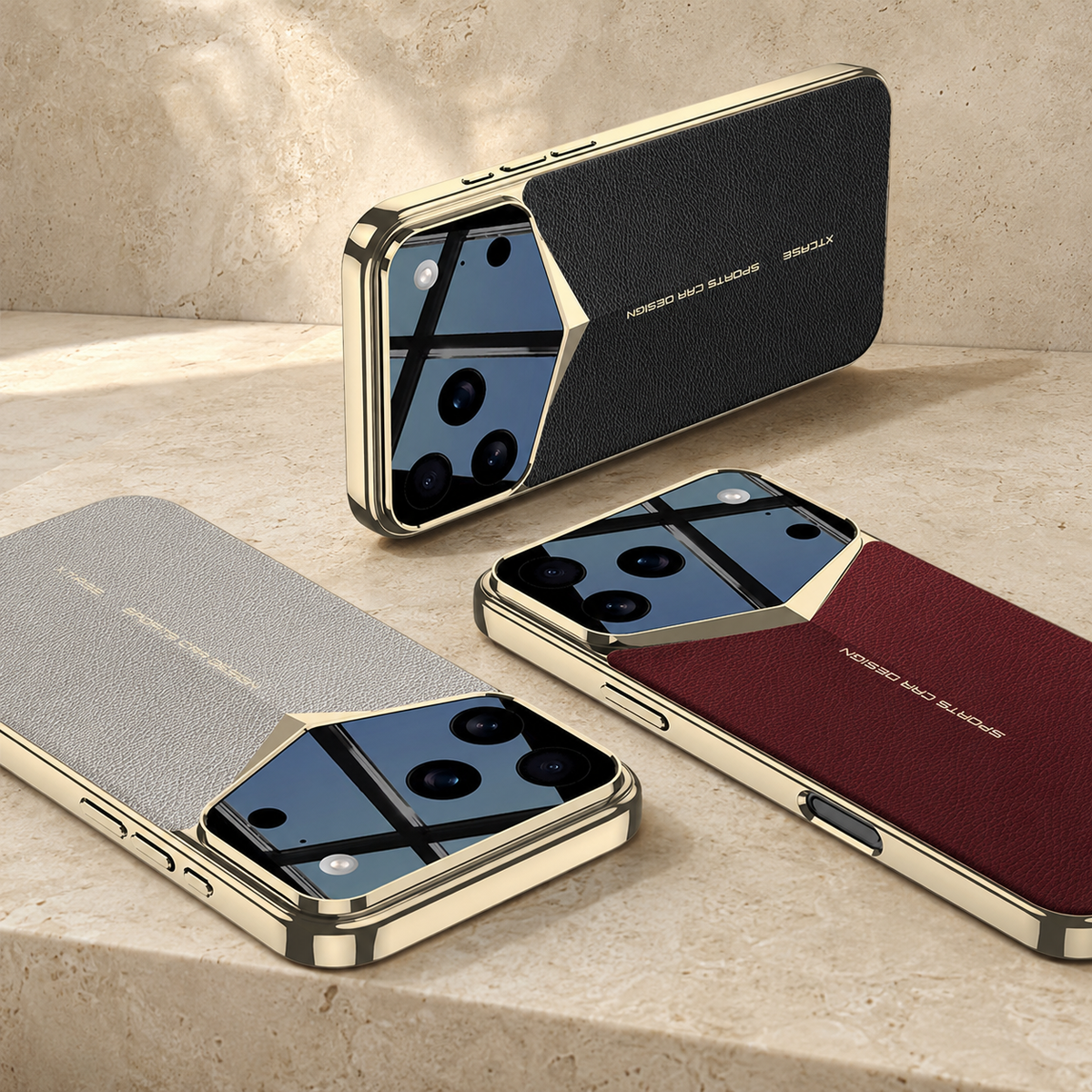 Premium iPhone Case Leather Hard Shell Camera Lens Protection Shockproof Anti Scratch Anti Fingerprint Non Slip Electroplated Slim Dustproof Protective Cover