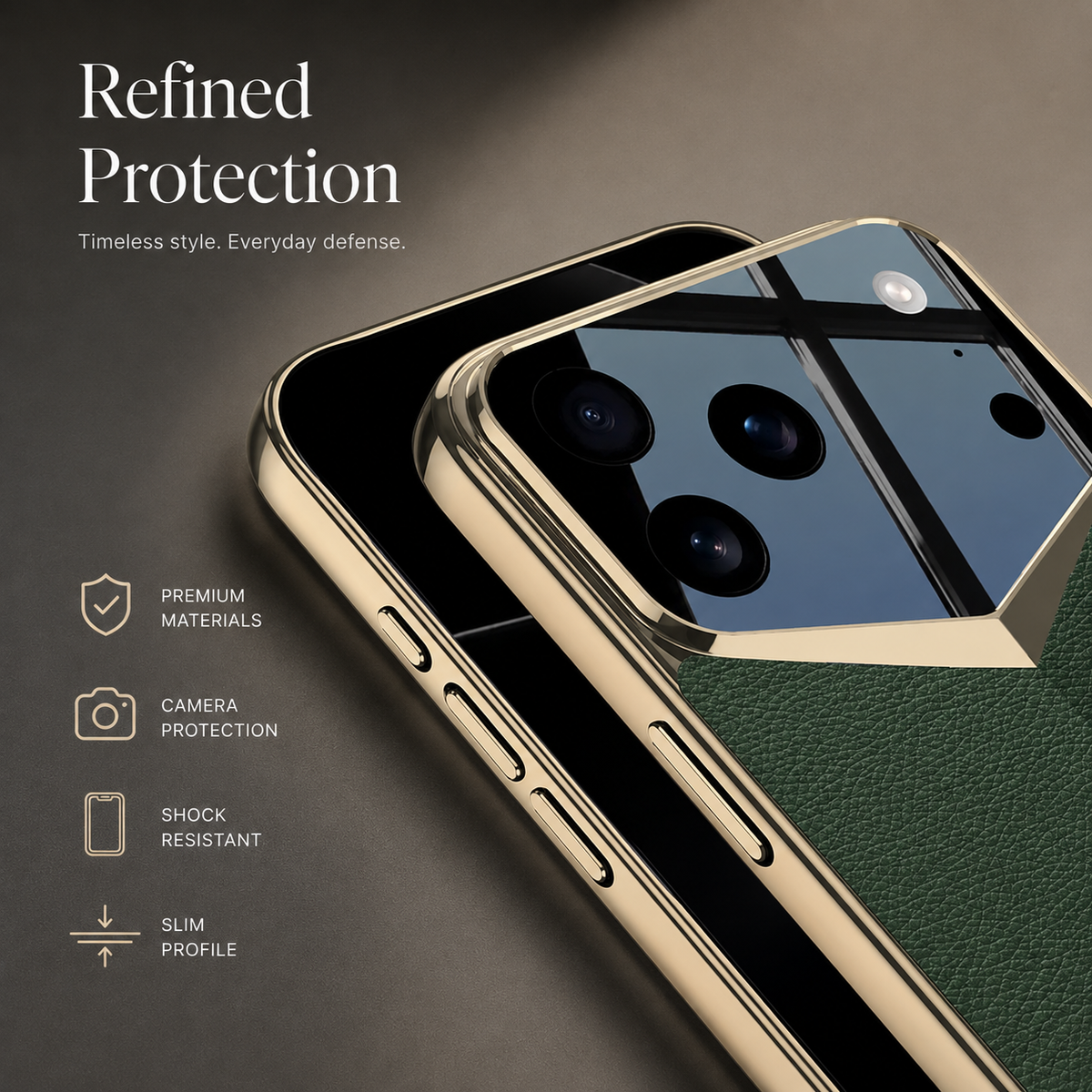 Premium iPhone Case Leather Hard Shell Camera Lens Protection Shockproof Anti Scratch Anti Fingerprint Non Slip Electroplated Slim Dustproof Protective Cover