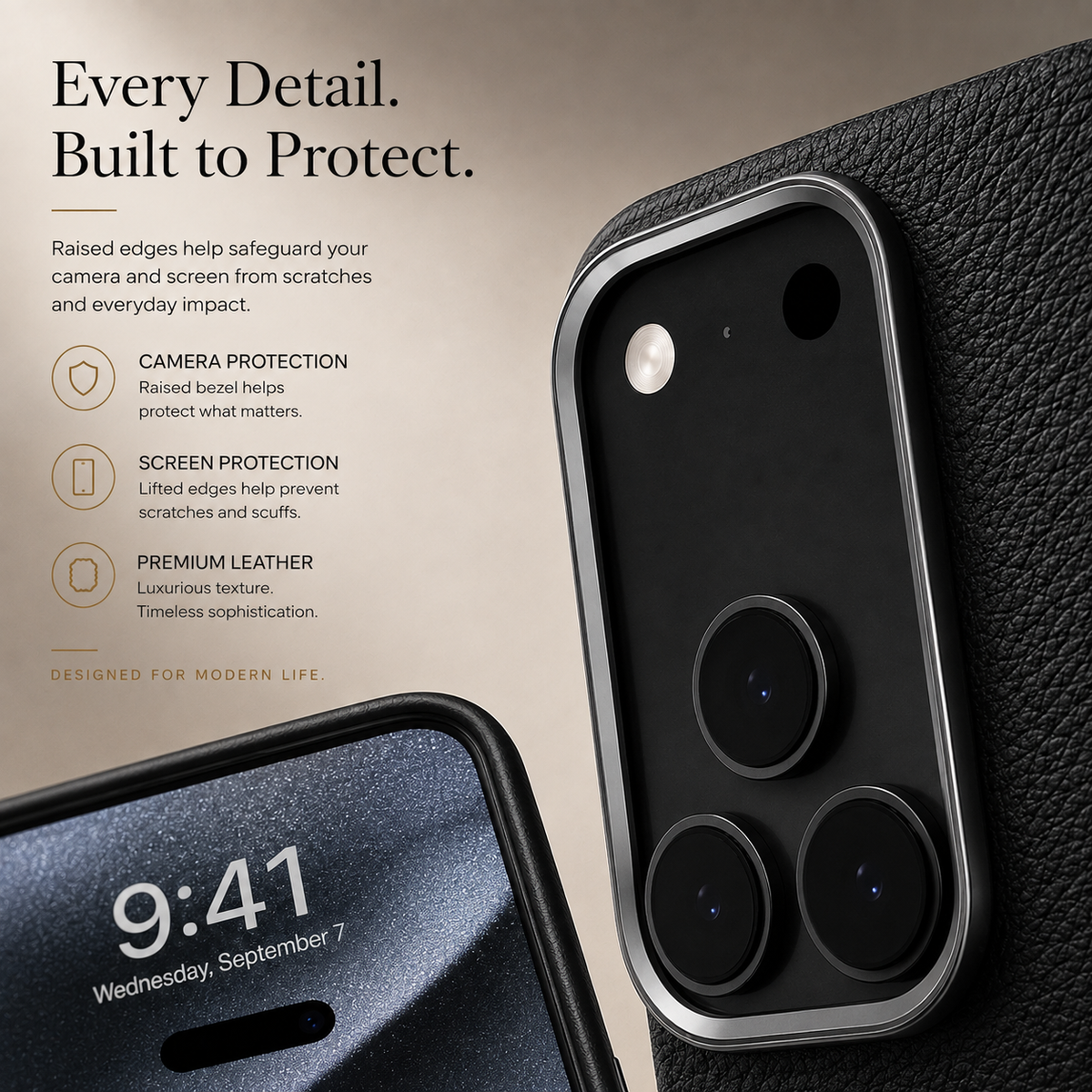 Premium iPhone Case Leather Magnetic Cover MagSafe Compatible Wireless Charging Anti Fingerprint Shockproof Full Protection Camera Access Slim Profile