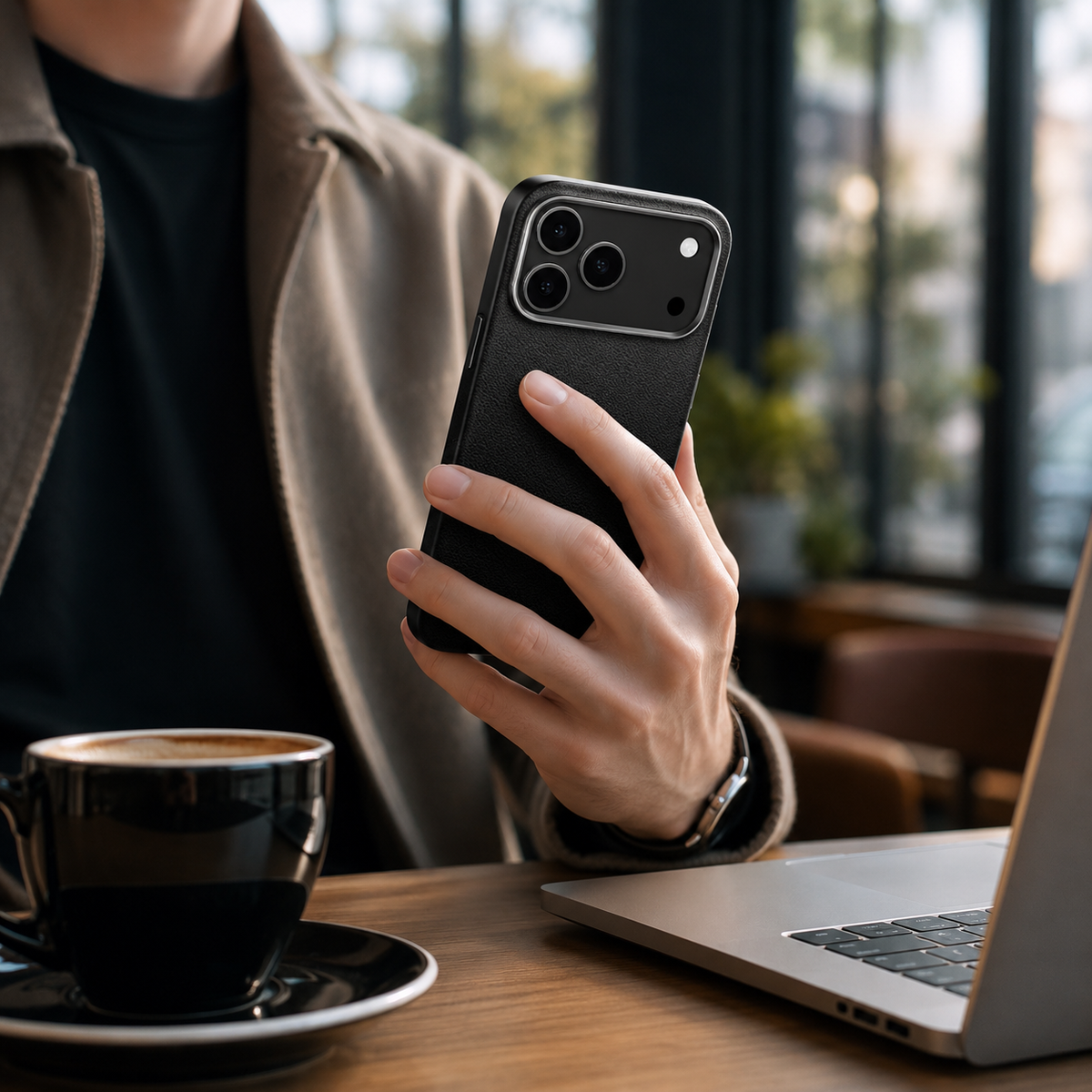 Premium iPhone Case Leather Magnetic Cover MagSafe Compatible Wireless Charging Anti Fingerprint Shockproof Full Protection Camera Access Slim Profile