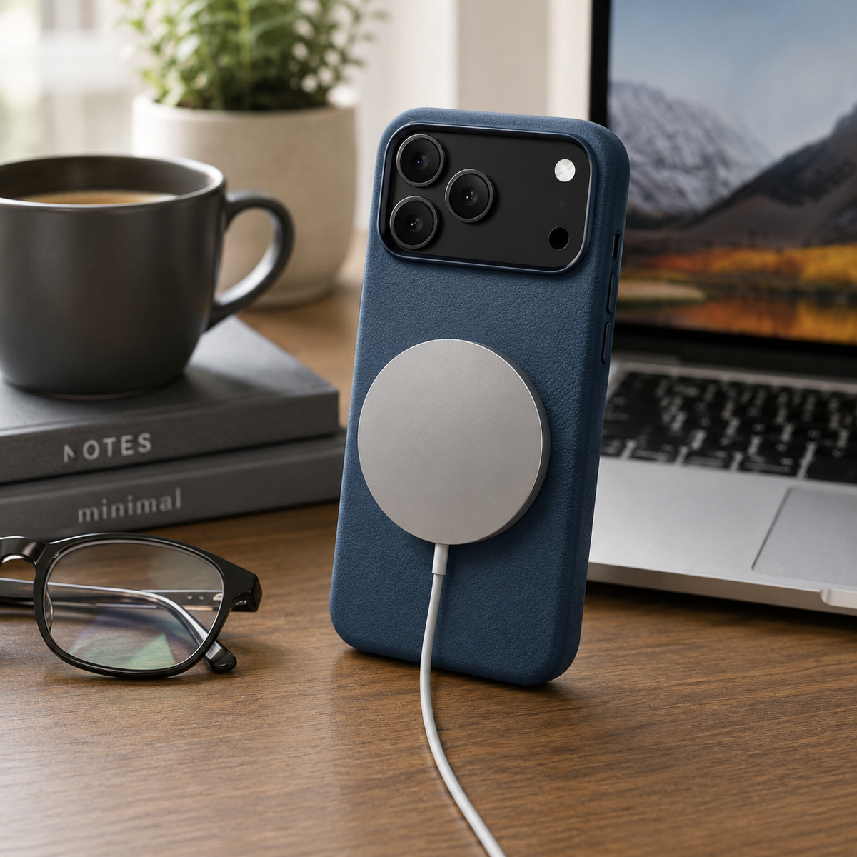 Premium iPhone Case Leather Magnetic Cover MagSafe Compatible Wireless Charging Anti Fingerprint Shockproof Full Protection Camera Access Slim Profile