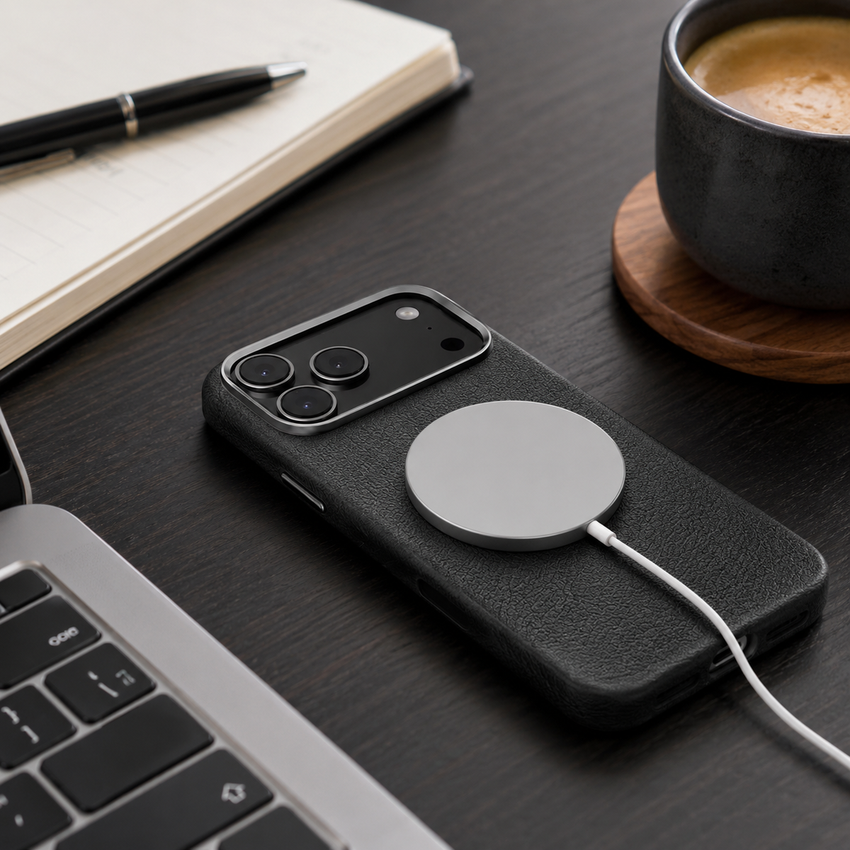 Premium iPhone Case Leather Magnetic Cover MagSafe Compatible Wireless Charging Anti Fingerprint Shockproof Full Protection Camera Access Slim Profile