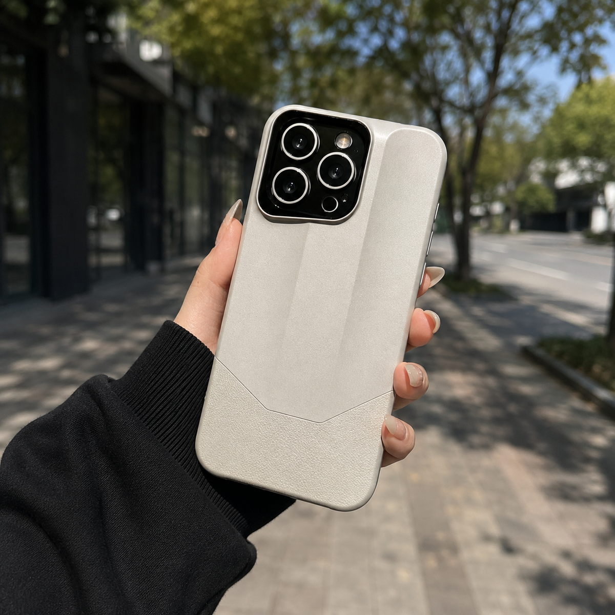 Premium iPhone Case Leather PC Hybrid Shockproof Protective Cover Anti Scratch Anti Fingerprint Non Slip Slim Contrast Color Hard Half Wrapped Shell