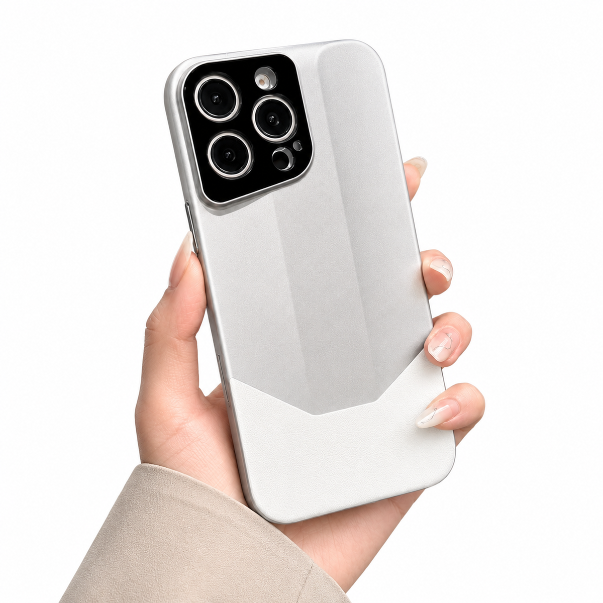 Premium iPhone Case Leather PC Hybrid Shockproof Protective Cover Anti Scratch Anti Fingerprint Non Slip Slim Contrast Color Hard Half Wrapped Shell